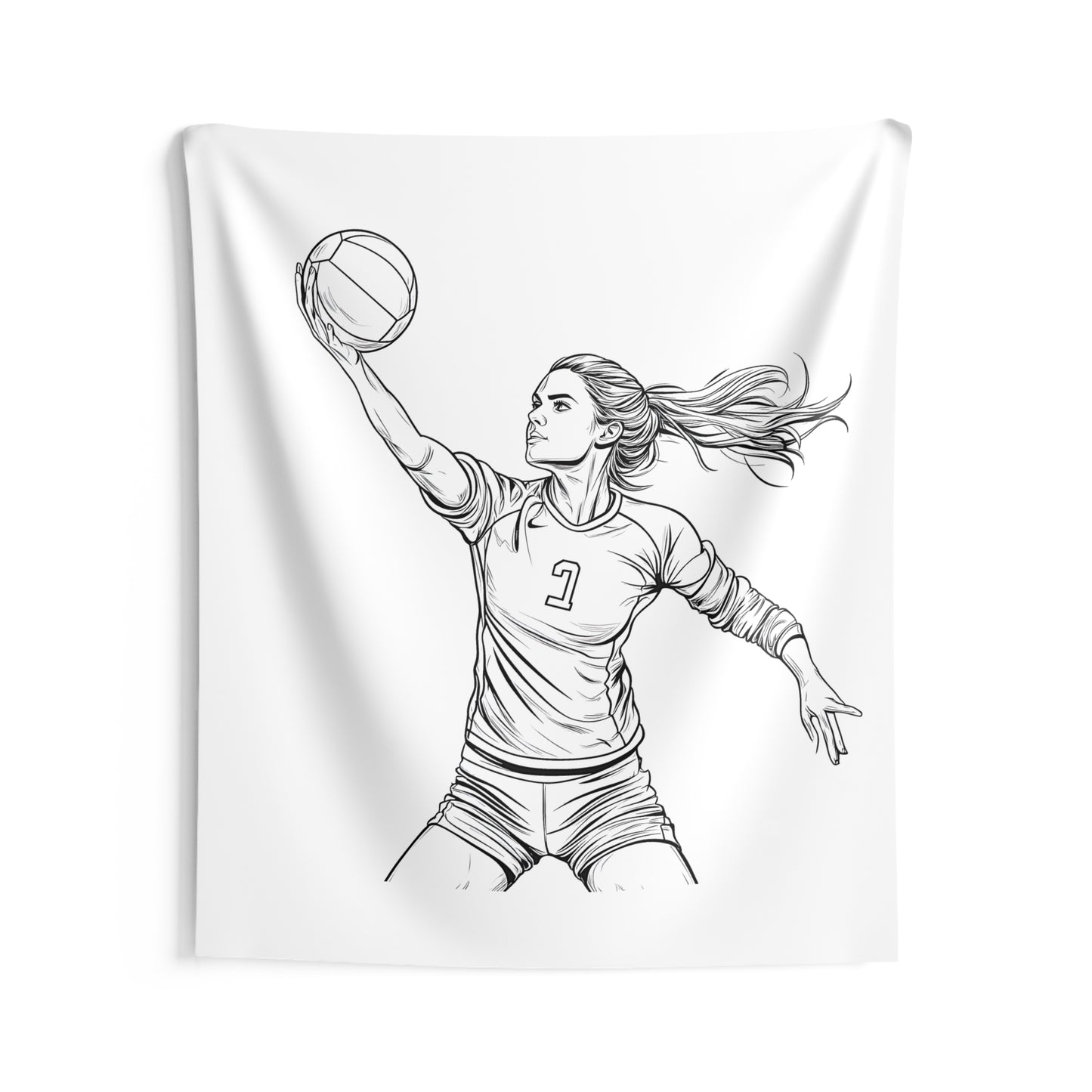 Indoor Wall Tapestries Coloring Kit with 10 Fabric Markers - Volleyball