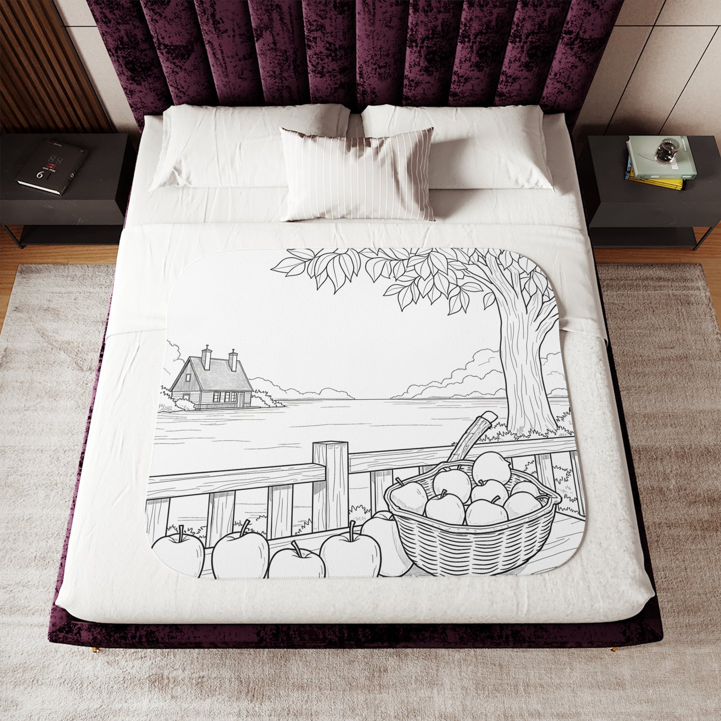 Blanket Coloring Kit with 10 Fabric Markers - Countryside View