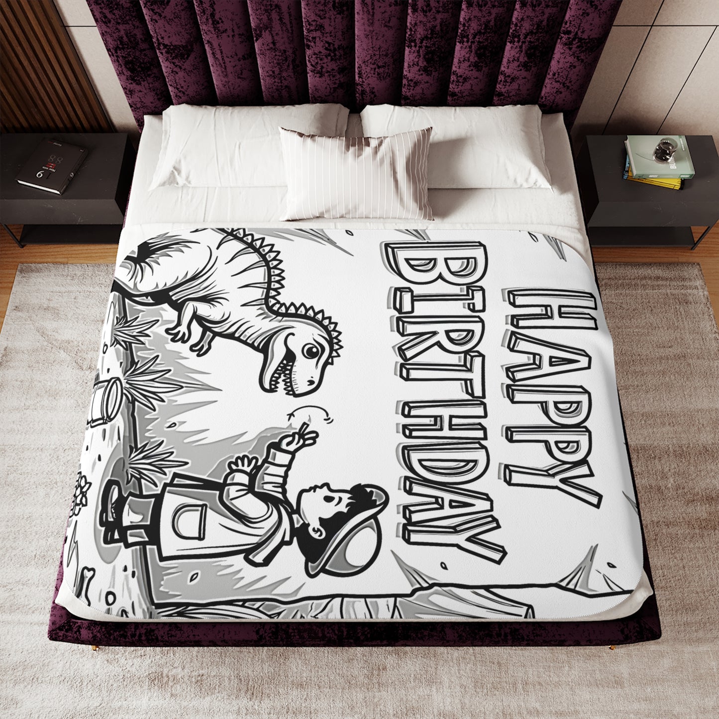 Blanket Coloring Kit with 10 Fabric Markers - Dinosaur Birthday