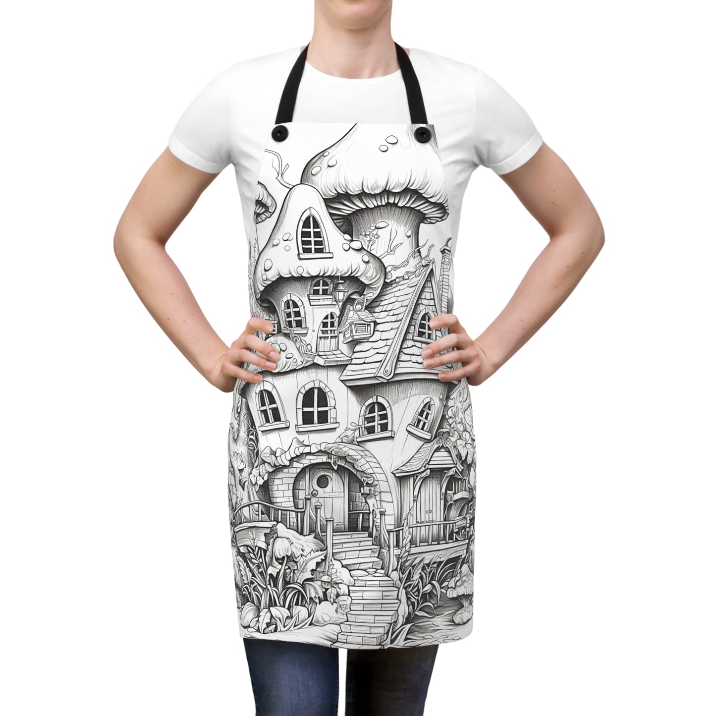 Apron Coloring Kit with 10 Fabric Markers - Mushroom House