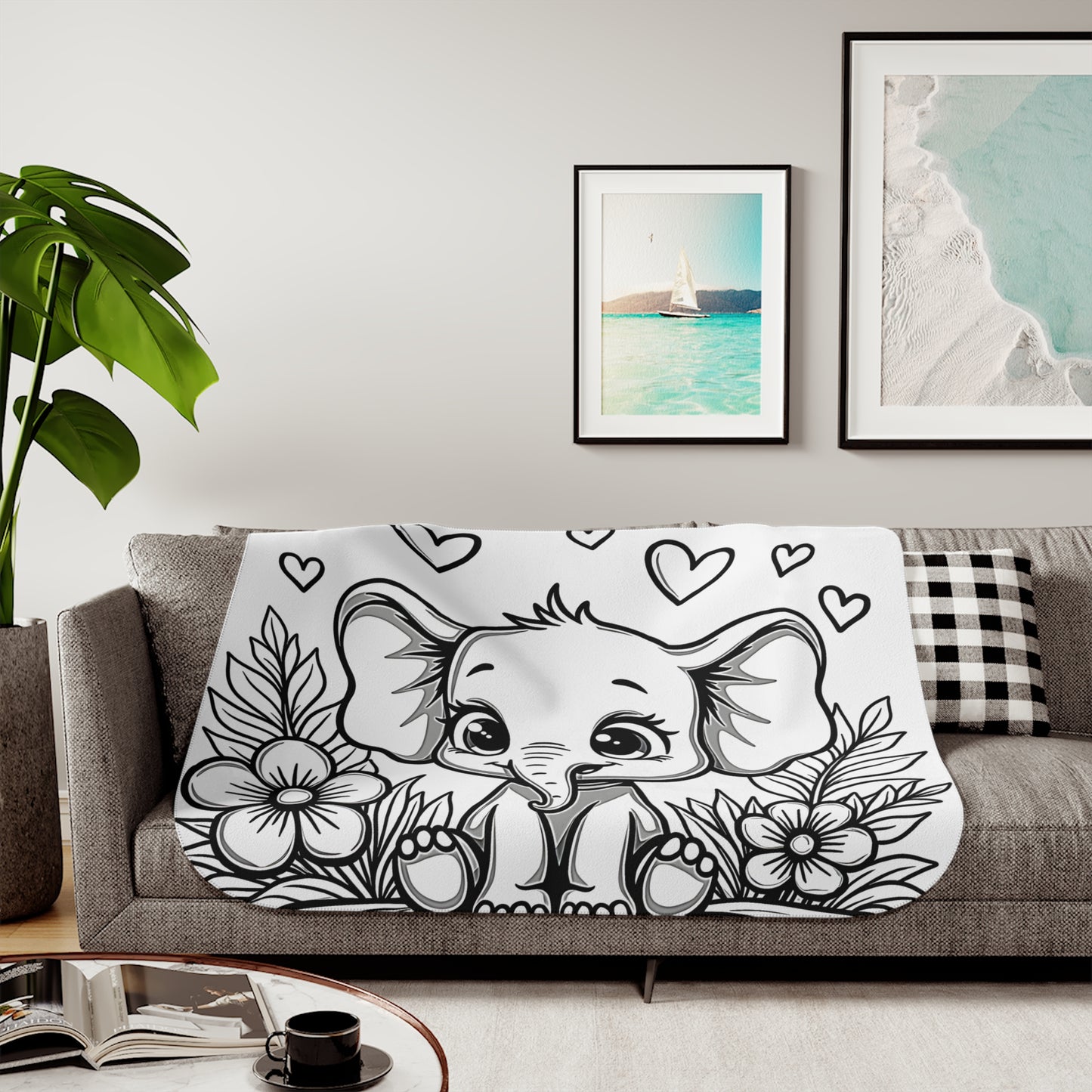 Blanket Coloring Kit with 10 Fabric Markers - Cute Elephant