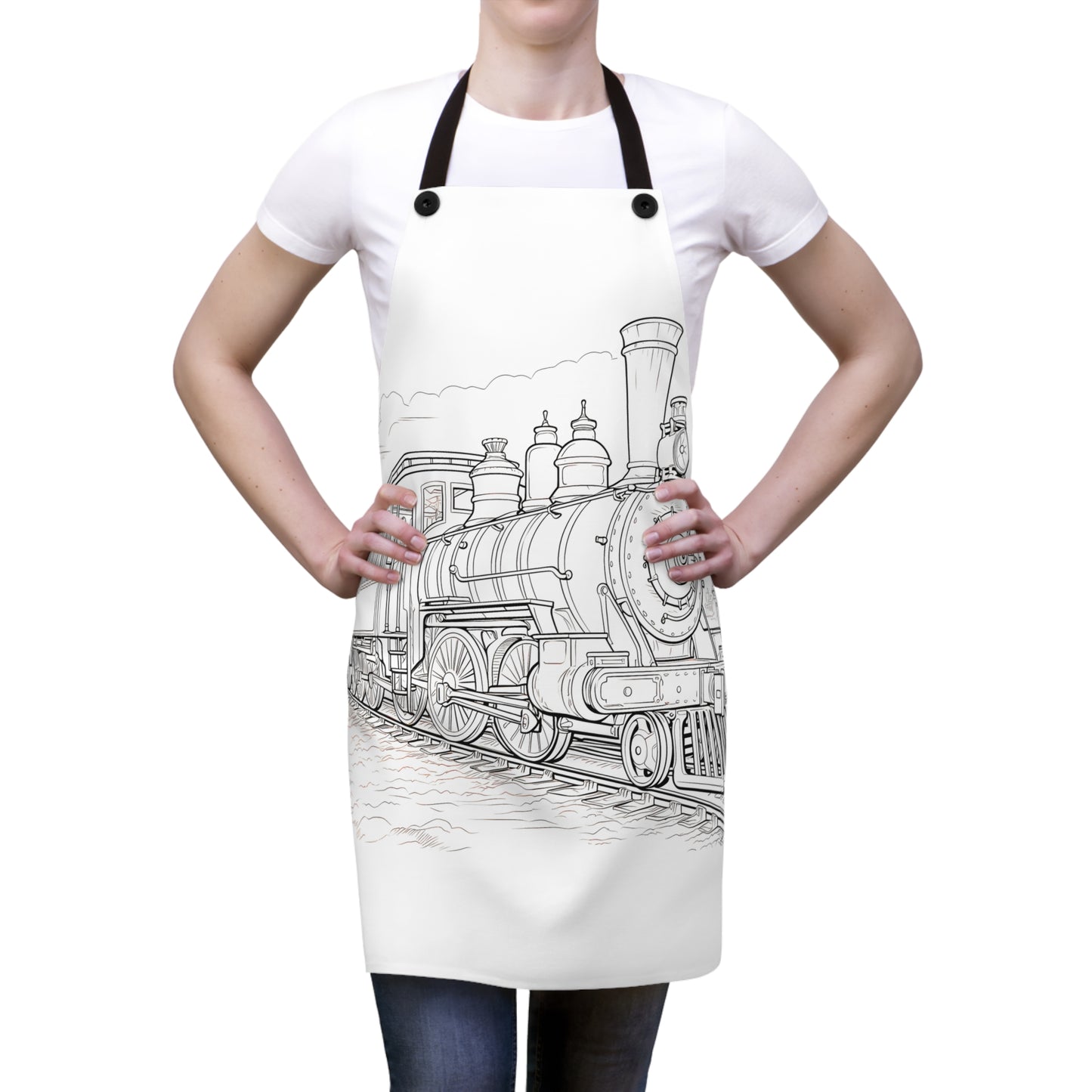 Apron Coloring Kit with 10 Fabric Markers - Classic Steam Locomotive