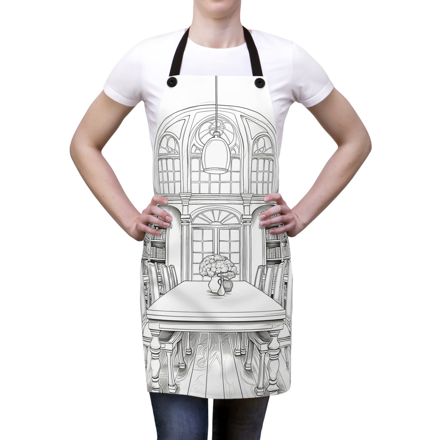 Apron Coloring Kit with 10 Fabric Markers - Victorian-style Library