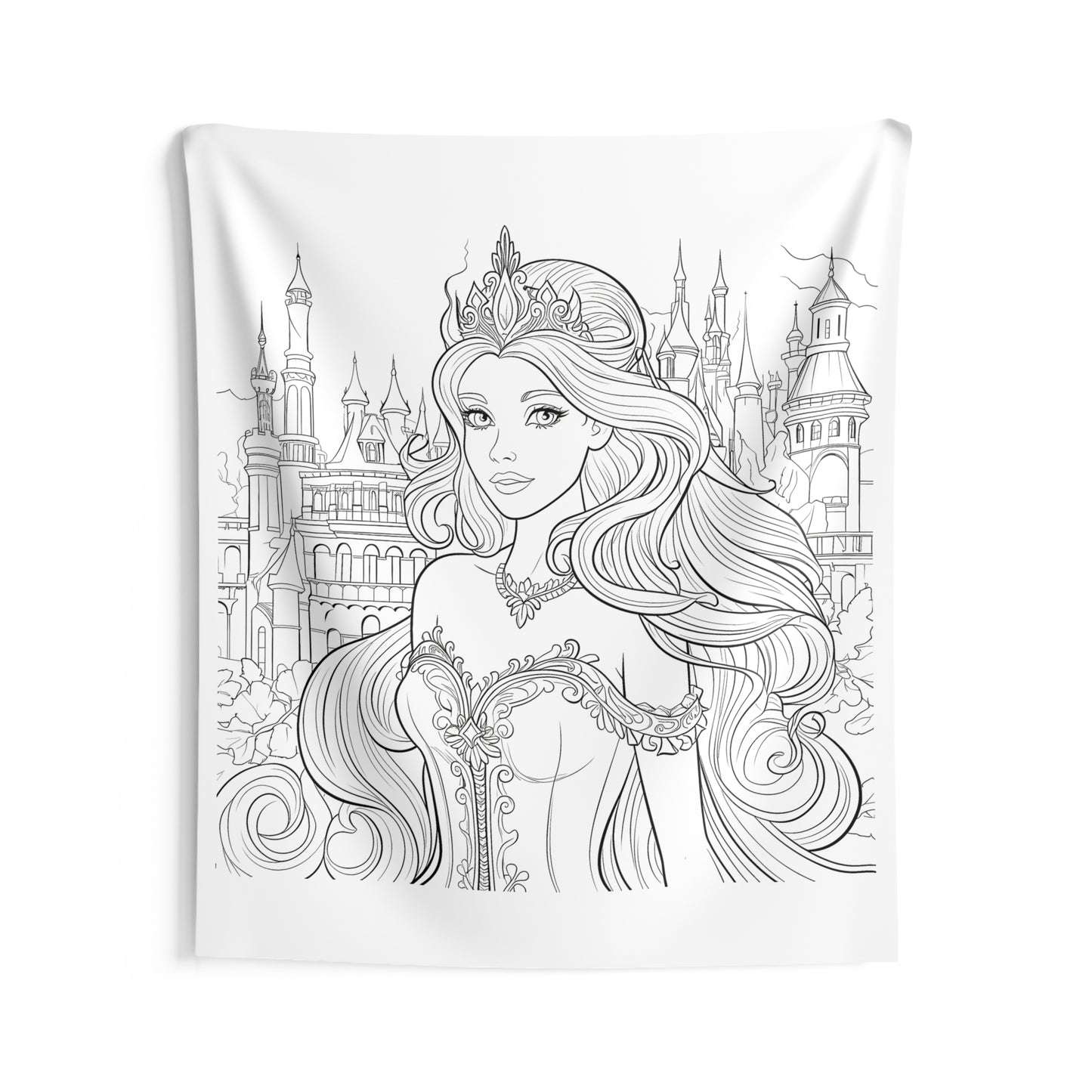 Indoor Wall Tapestries Coloring Kit with 10 Fabric Markers - Royal Princess with Castle