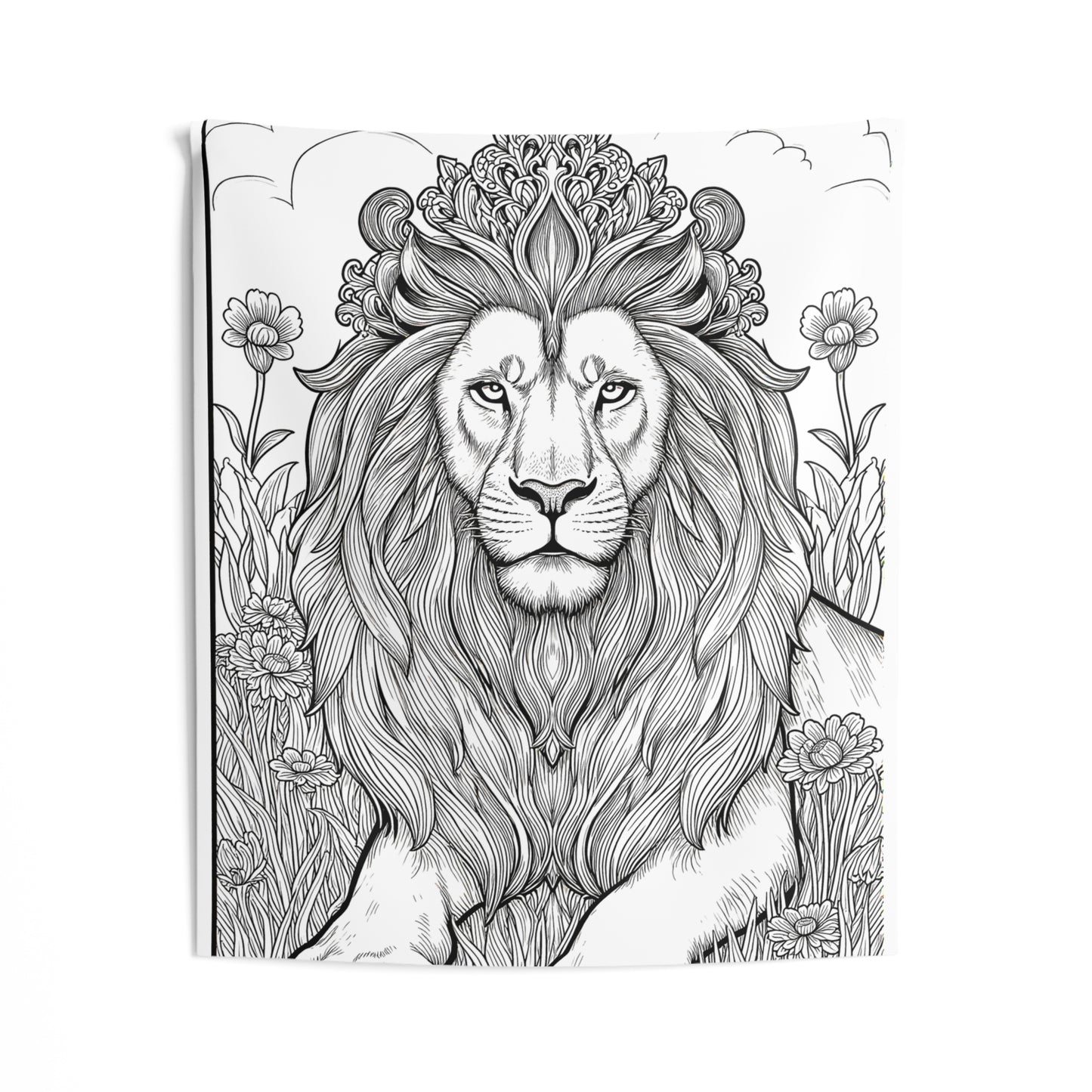Indoor Wall Tapestries Coloring Kit with 10 Fabric Markers - Majestic Lion