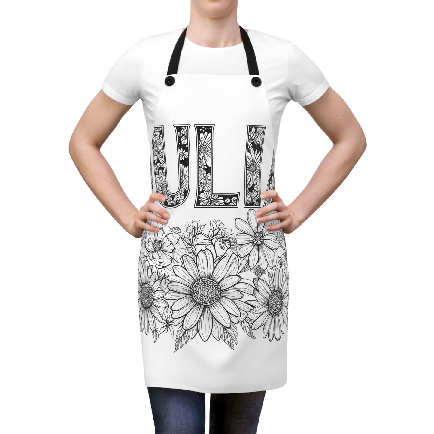 Apron Coloring Kit with 10 Fabric Markers - Name with Flowers
