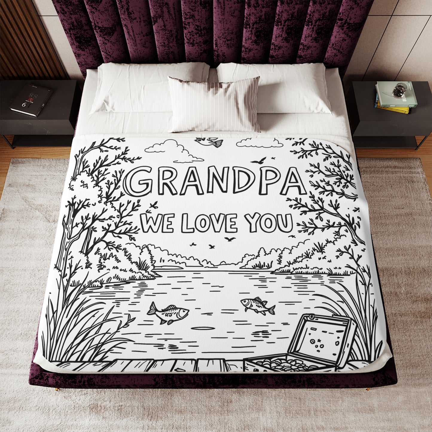 Blanket Coloring Kit with 10 Fabric Markers - Grandpa