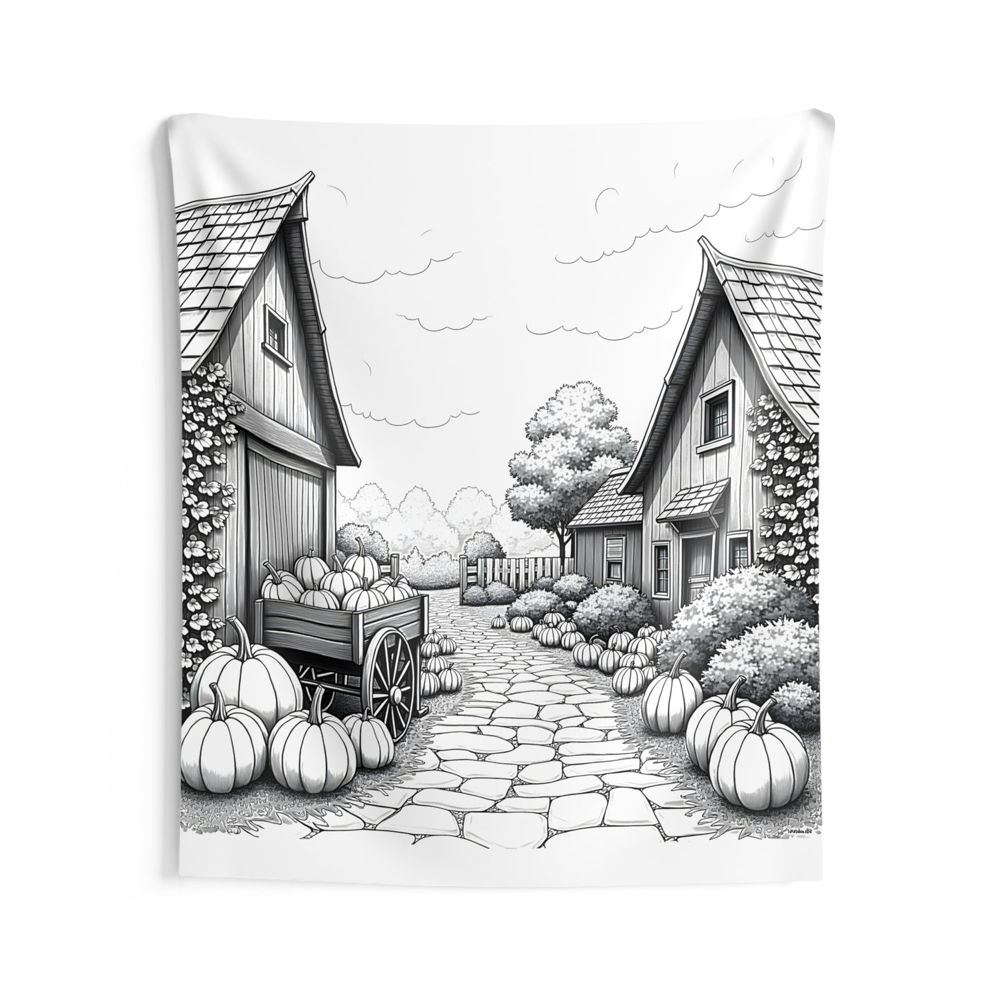 Indoor Wall Tapestries Coloring Kit with 10 Fabric Markers - Pumpkin Patch