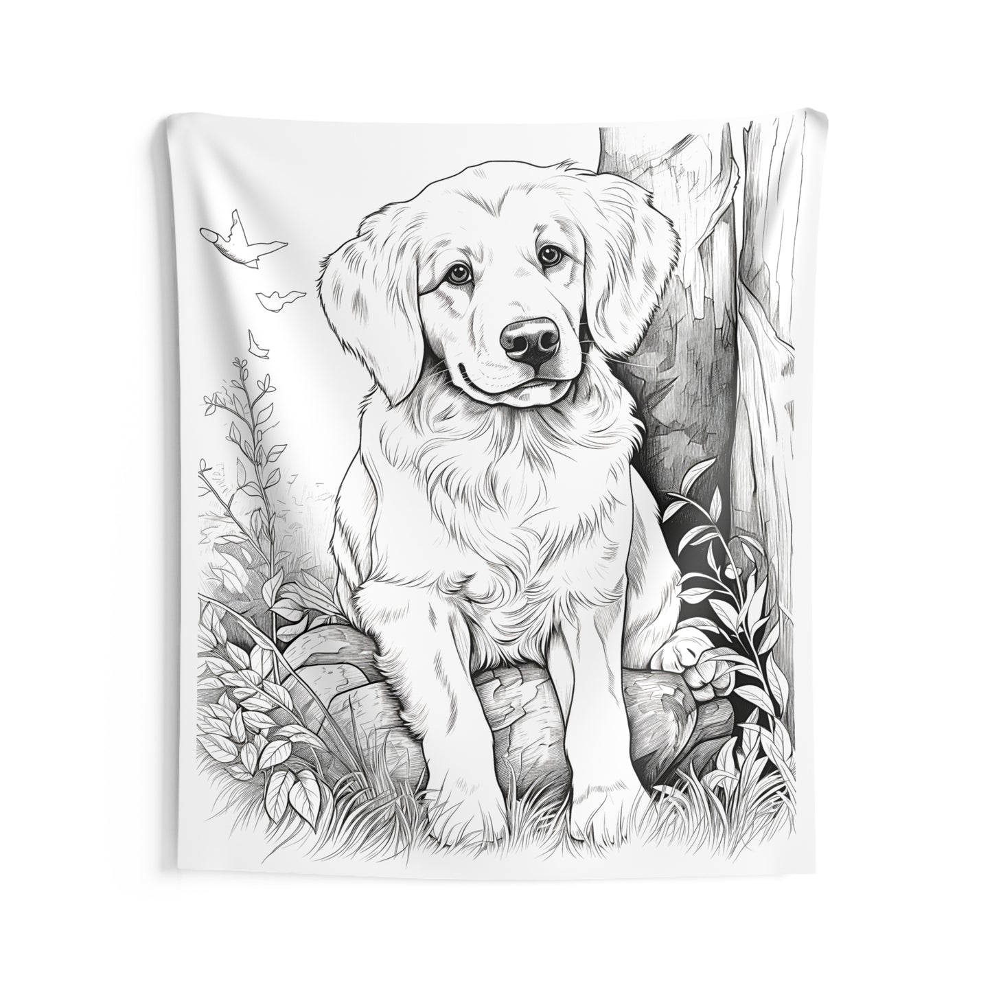 Indoor Wall Tapestries Coloring Kit with 10 Fabric Markers - Puppy in Nature