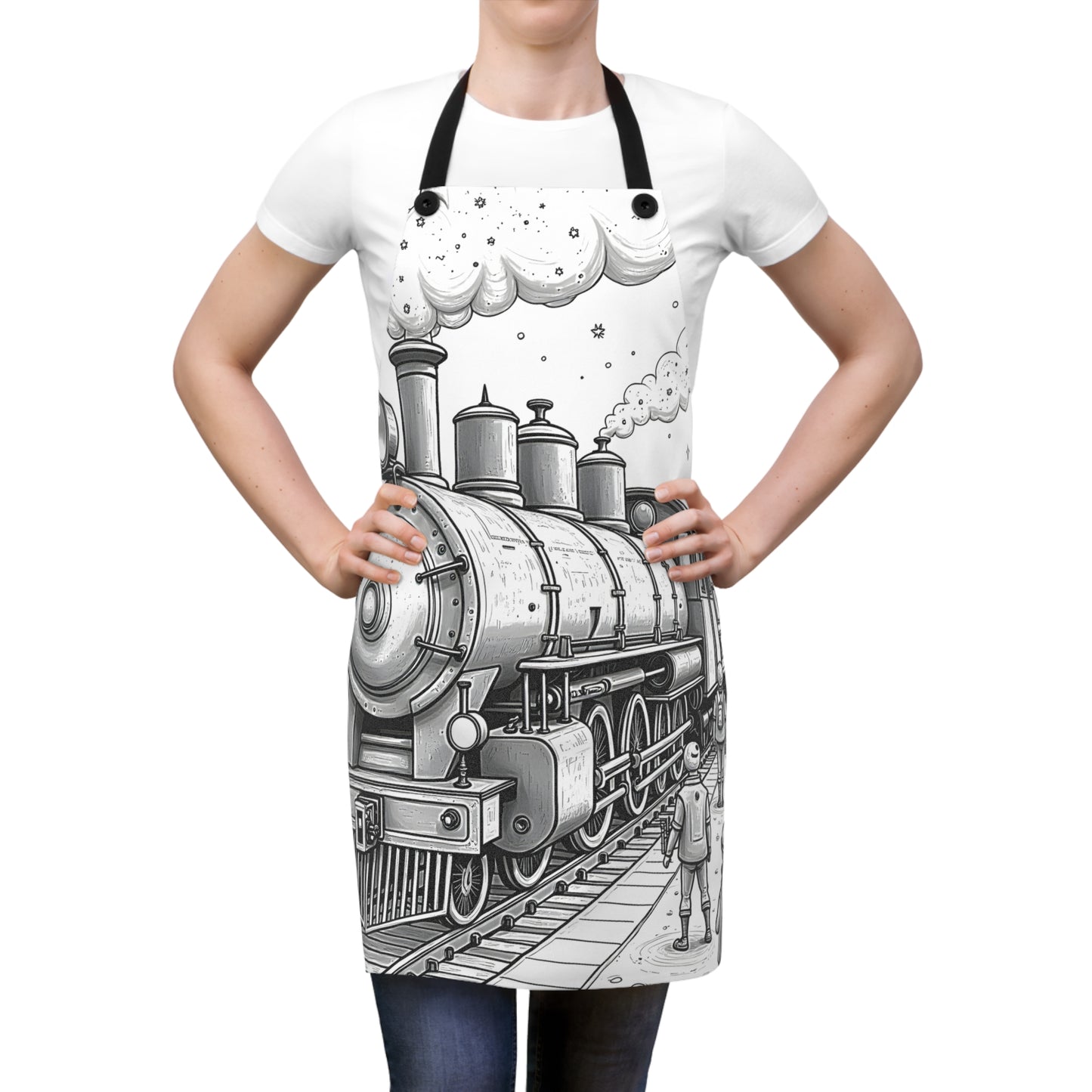 Apron Coloring Kit with 10 Fabric Markers - Steam Train