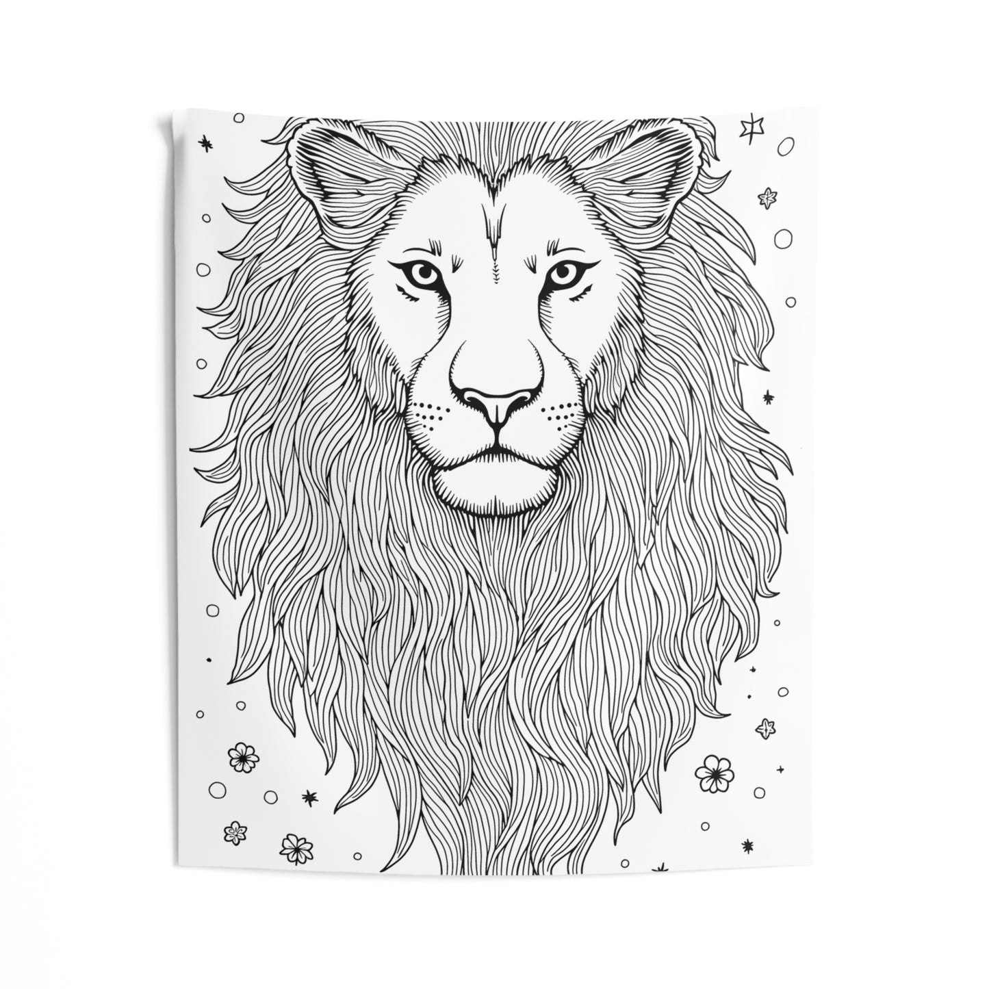 Indoor Wall Tapestries Coloring Kit with 10 Fabric Markers - Lion's Head