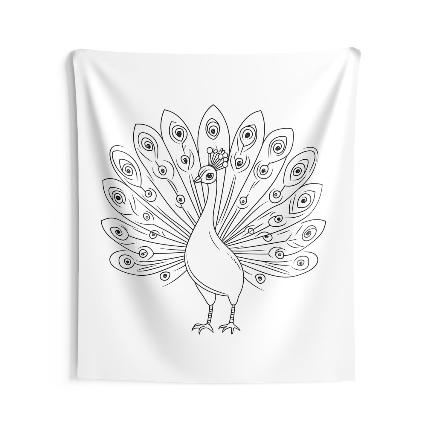 Indoor Wall Tapestries Coloring Kit with 10 Fabric Markers - Peacock