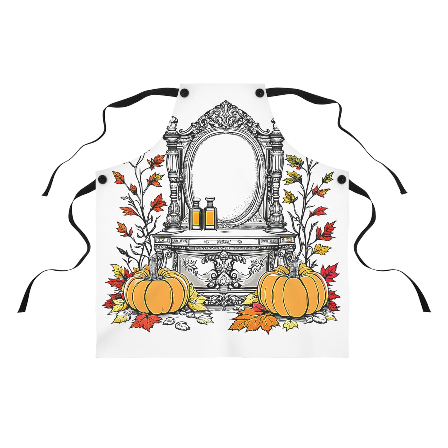 Apron Colorful Graphic Design - Pumpkins and Leaves
