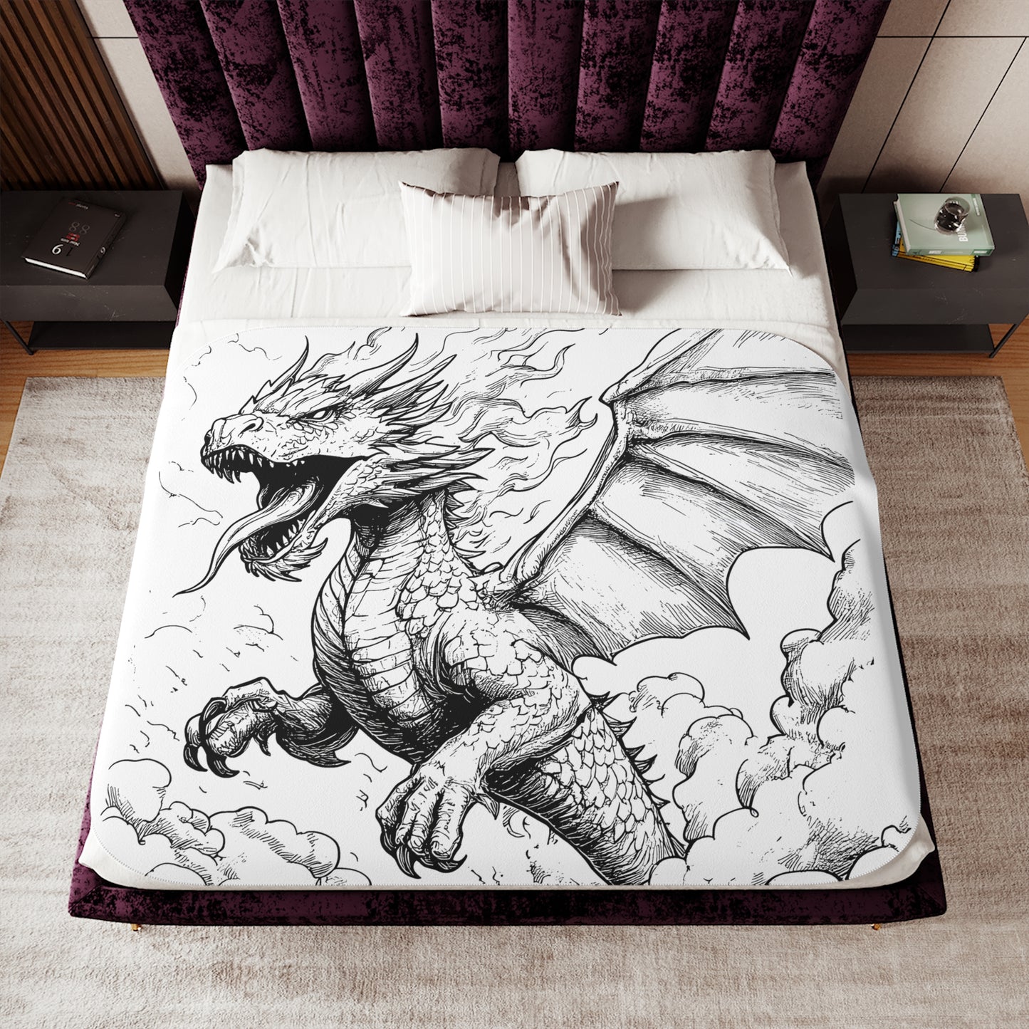 Blanket Coloring Kit with 10 Fabric Markers - Flying Dragon