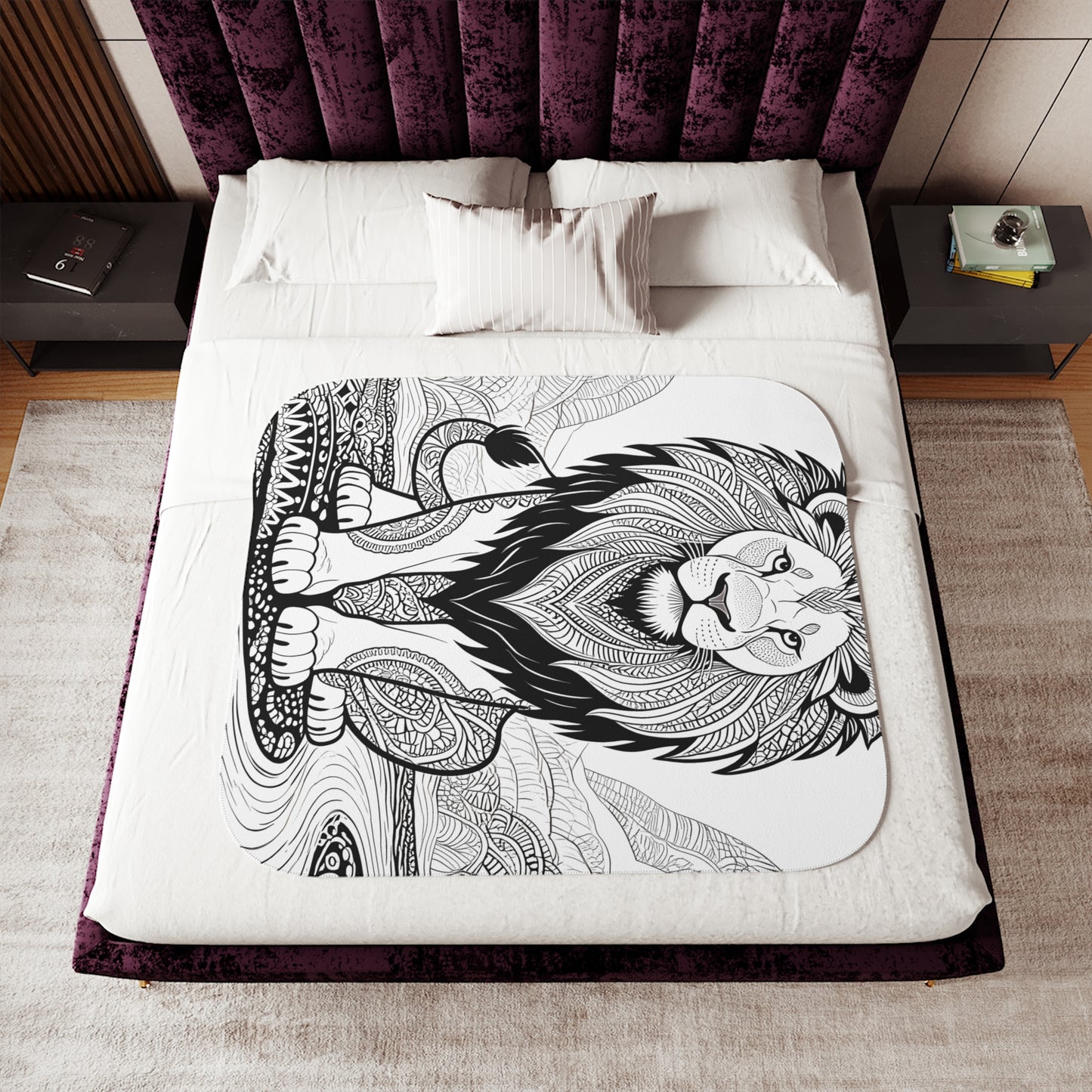 Blanket Coloring Kit with 10 Fabric Markers - Intricate Lion