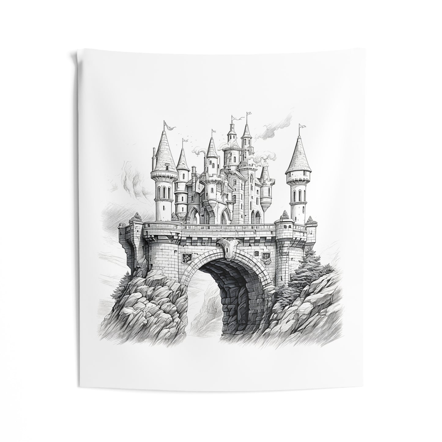 Indoor Wall Tapestries Coloring Kit with 10 Fabric Markers - Fantasy Castle