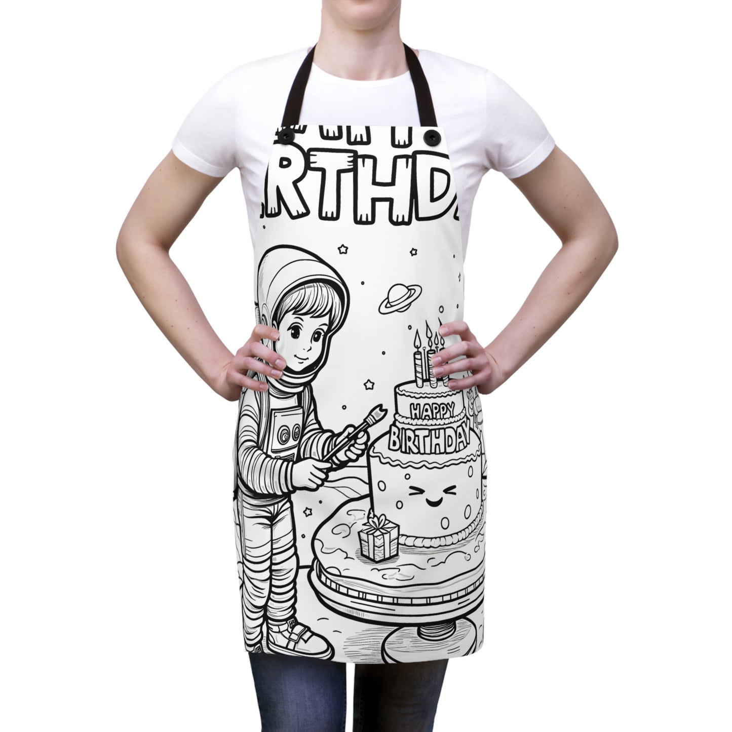 Apron Coloring Kit with 10 Fabric Markers - Space Birthday