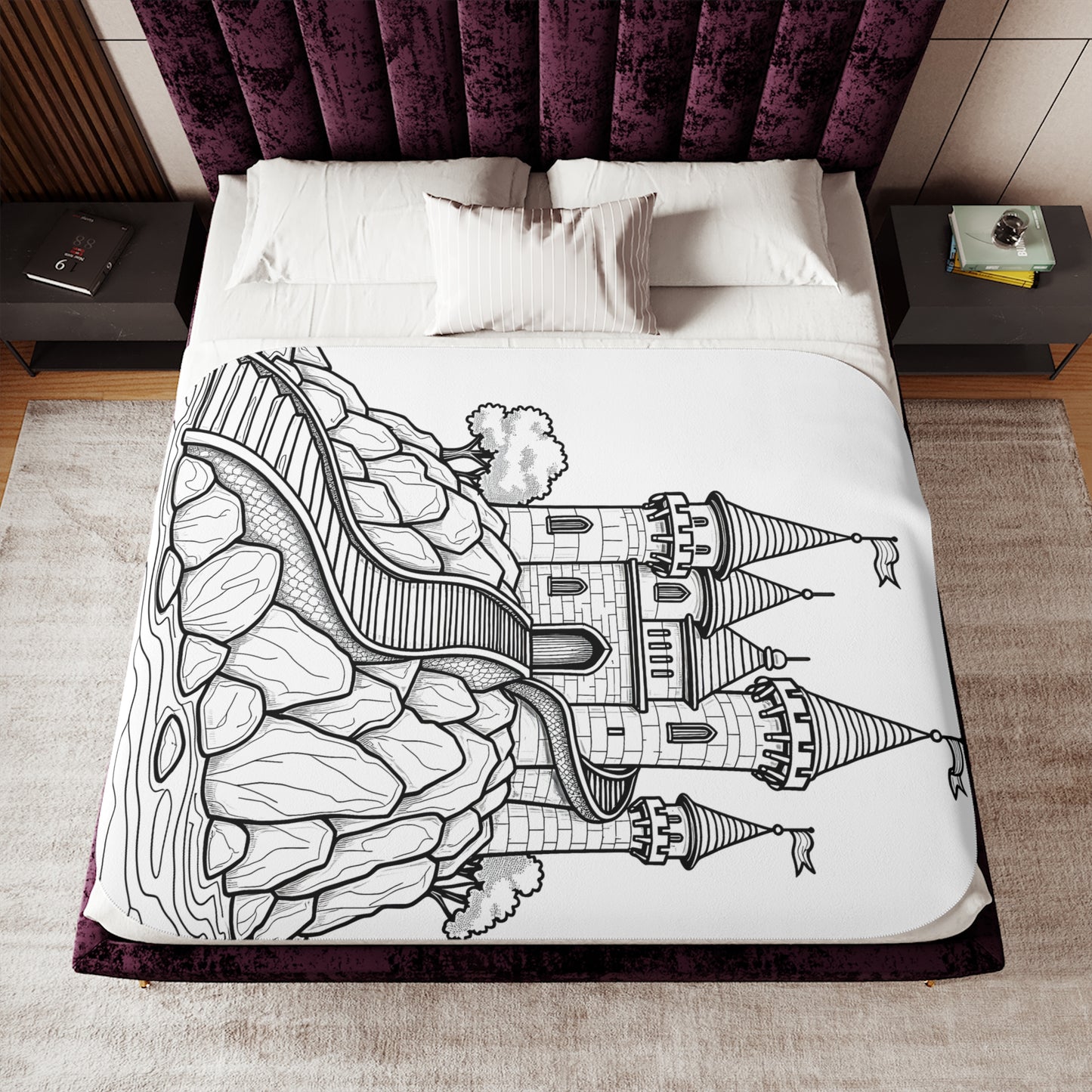 Blanket Coloring Kit with 10 Fabric Markers - Medieval Castle