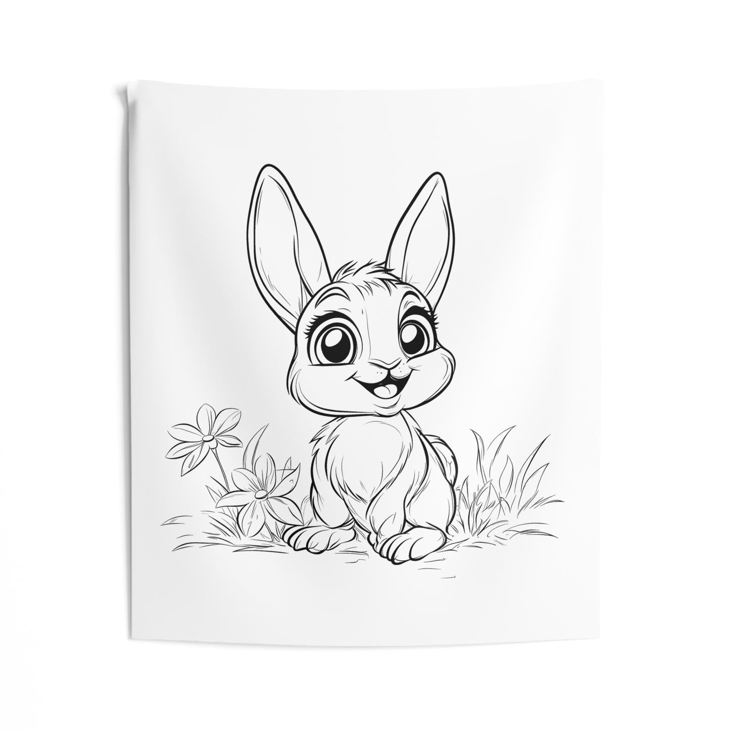 Indoor Wall Tapestries Coloring Kit with 10 Fabric Markers - Cute Bunny