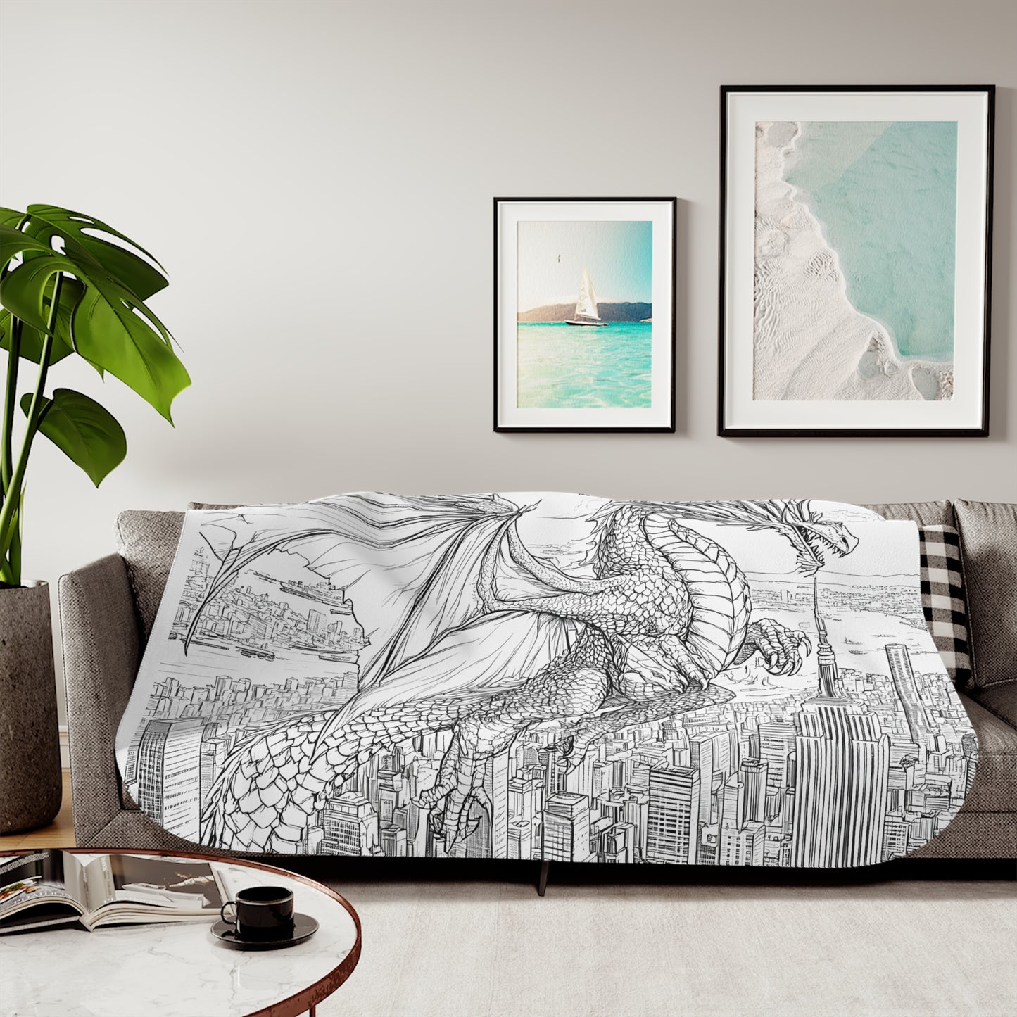 Blanket Coloring Kit with 10 Fabric Markers - Dragon