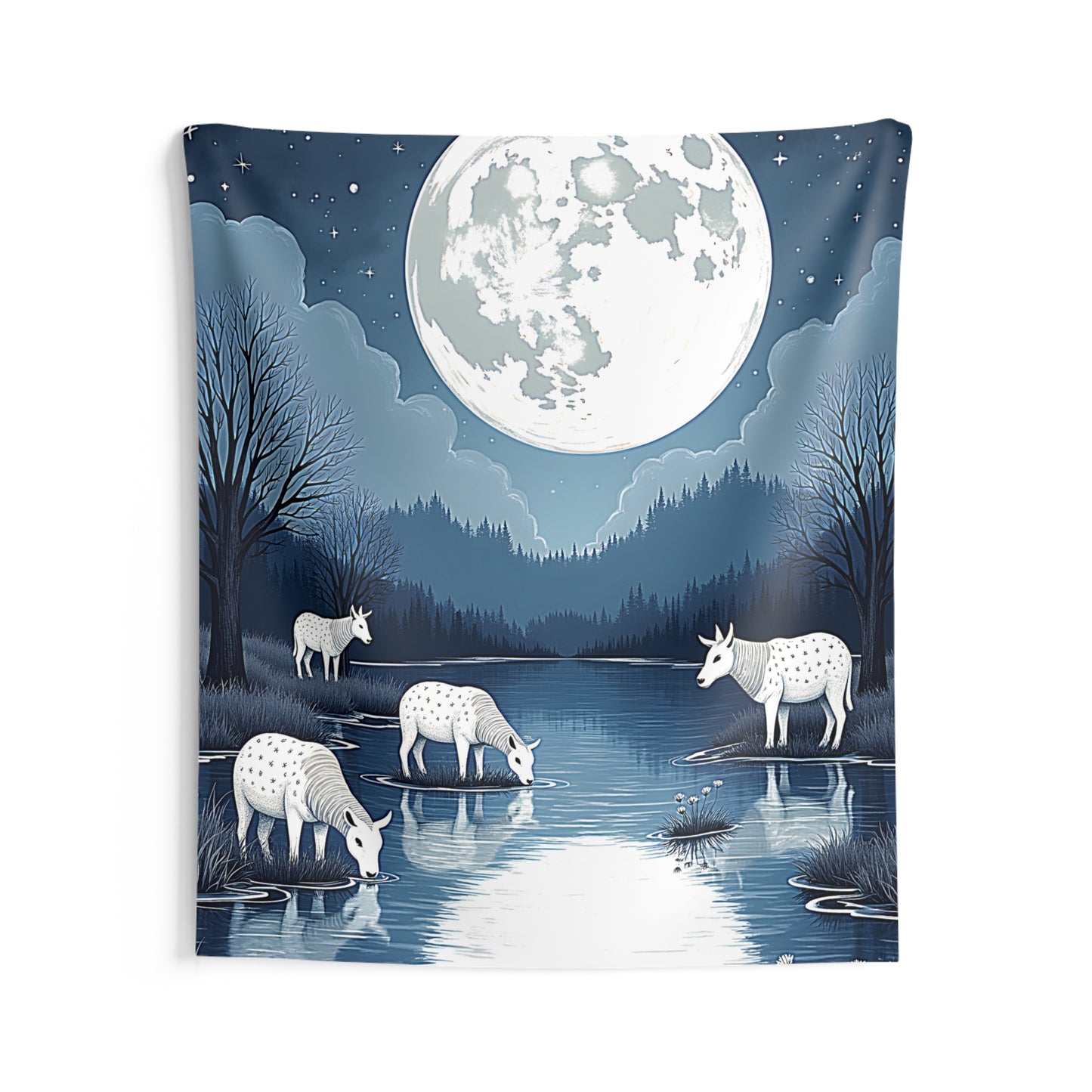 Indoor Wall Tapestries Colorful Graphic Design - Moonlit River