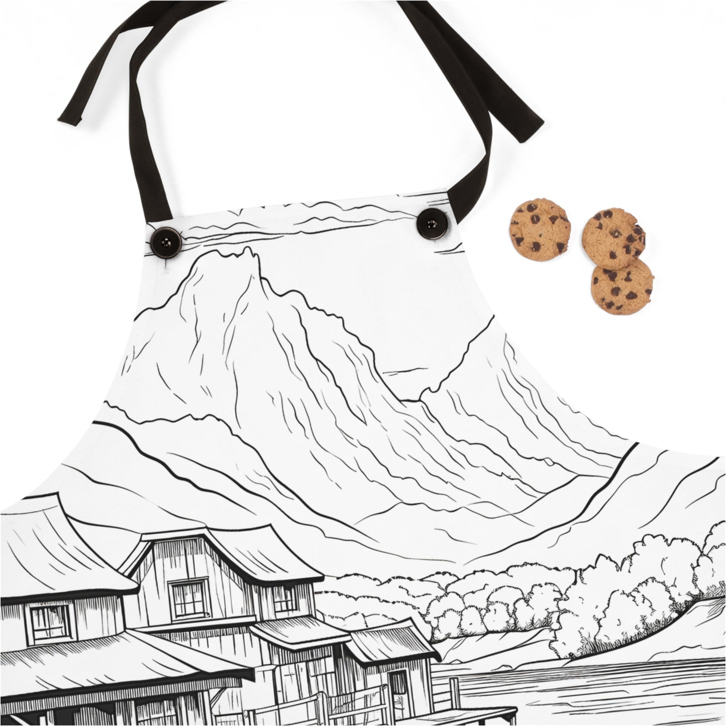 Apron Coloring Kit with 10 Fabric Markers - Mountain Scenery