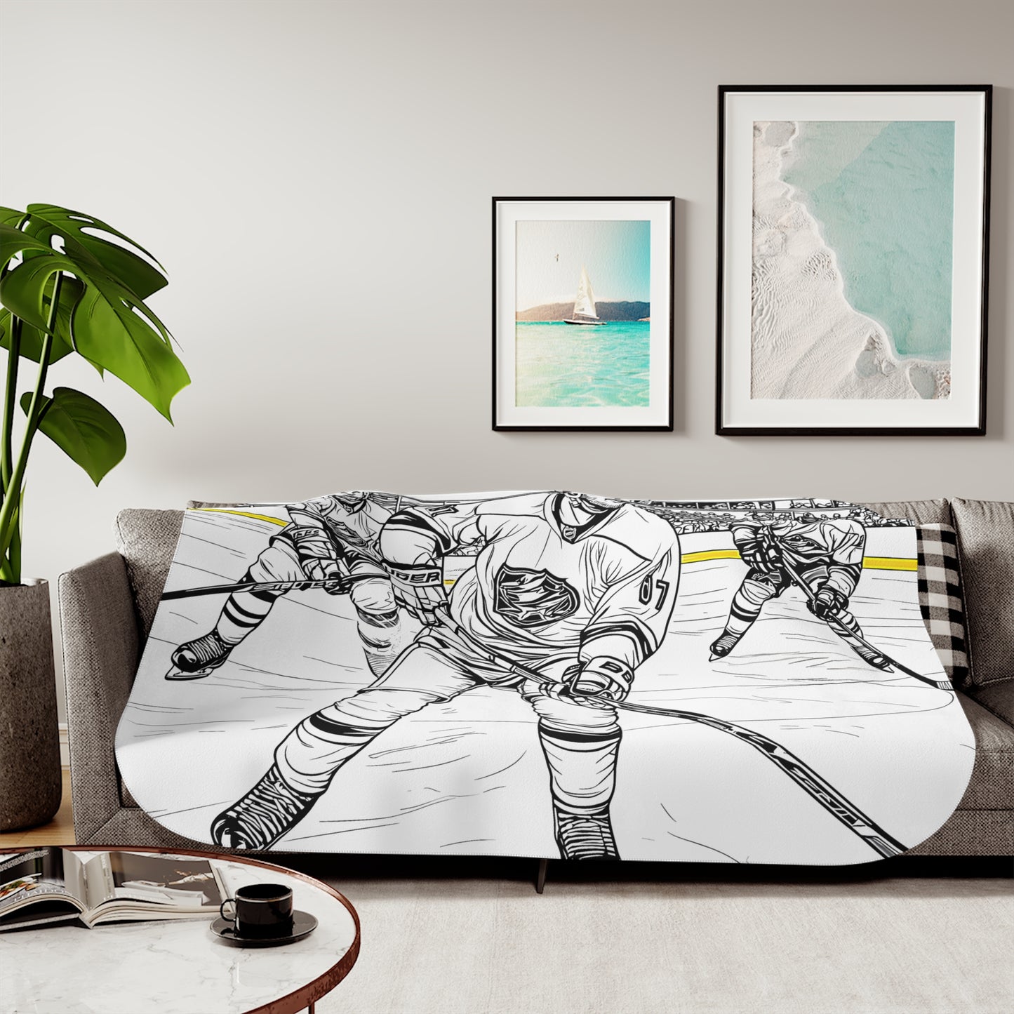 Blanket Coloring Kit with 10 Fabric Markers - Ice Hockey