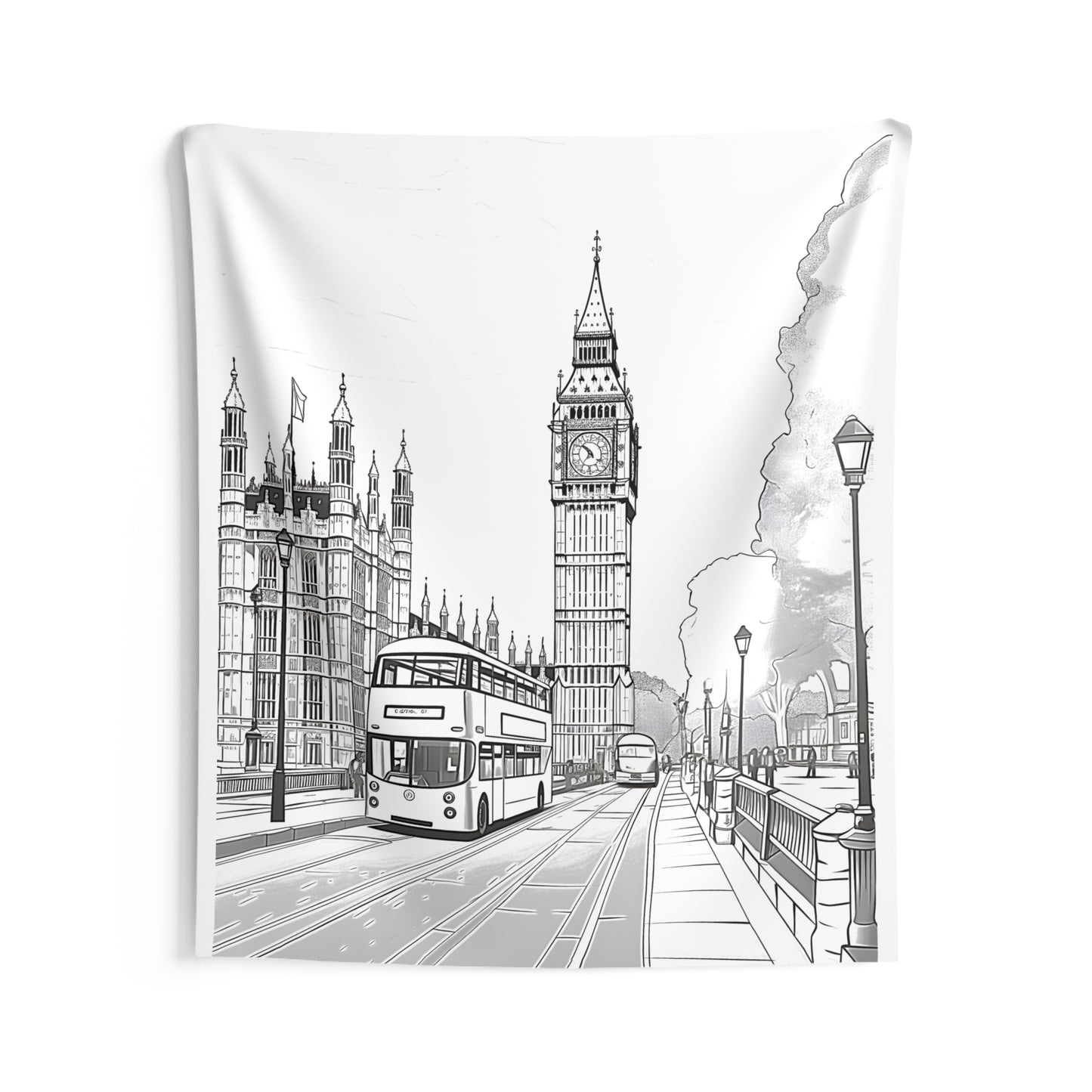 Indoor Wall Tapestries Coloring Kit with 10 Fabric Markers - Big Ben