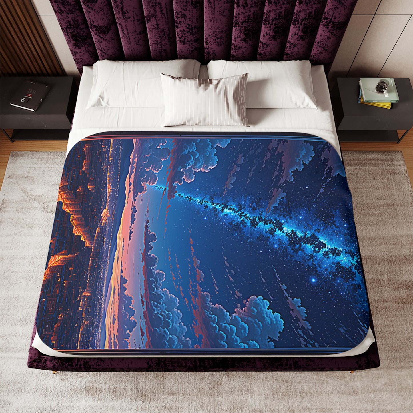 Blanket Colorful Graphic Design - Night Cityscape