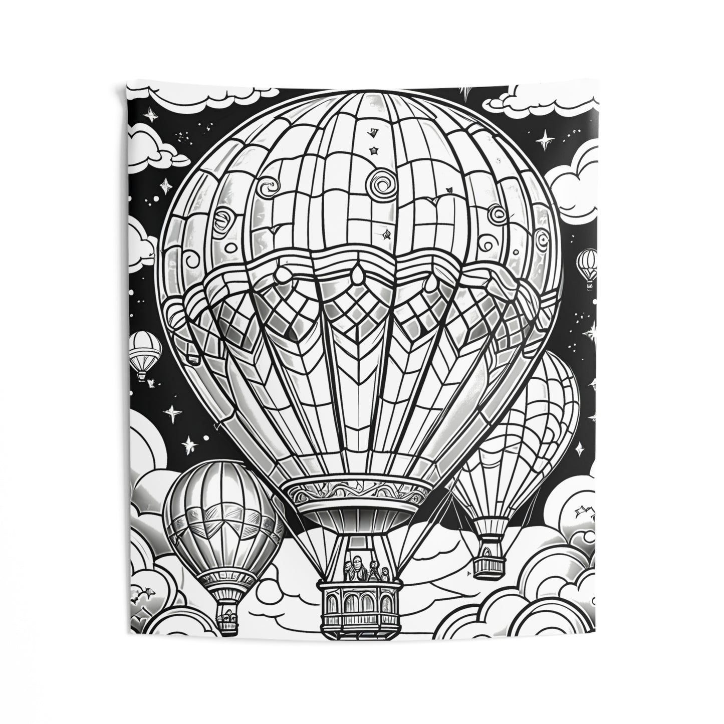 Indoor Wall Tapestries Coloring Kit with 10 Fabric Markers - Hot Air Balloons