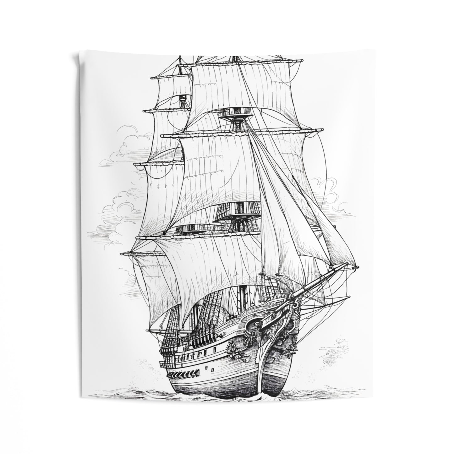 Indoor Wall Tapestries Coloring Kit with 10 Fabric Markers - Sailing Ship