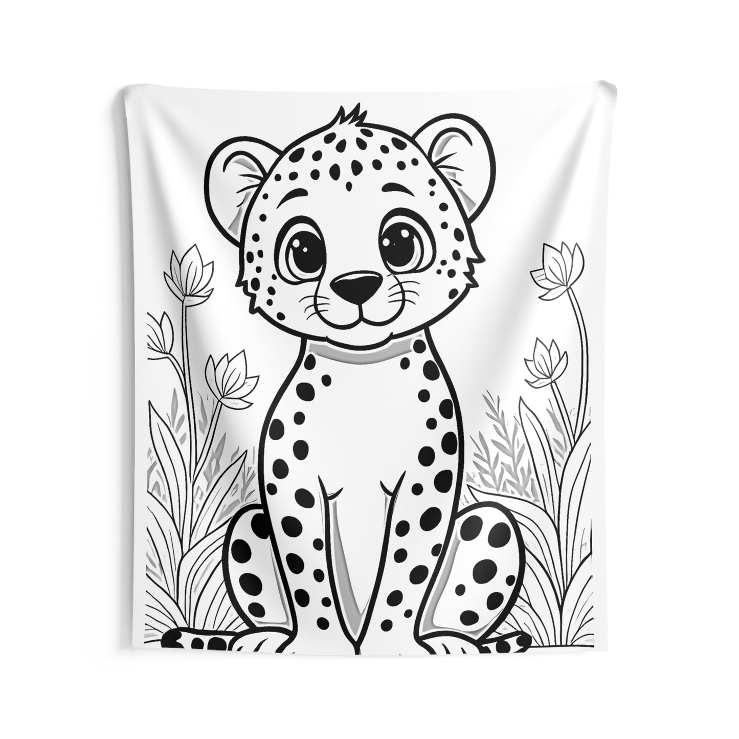 Indoor Wall Tapestries Coloring Kit with 10 Fabric Markers - Cheetah