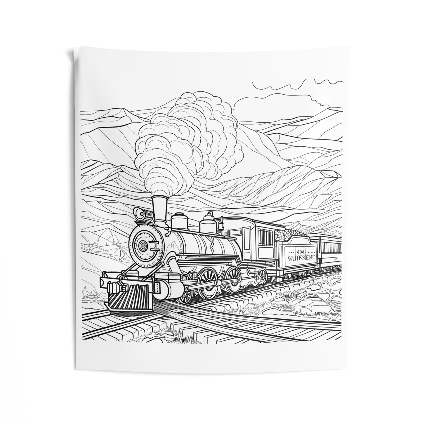 Indoor Wall Tapestries Coloring Kit with 10 Fabric Markers - Steam Locomotive