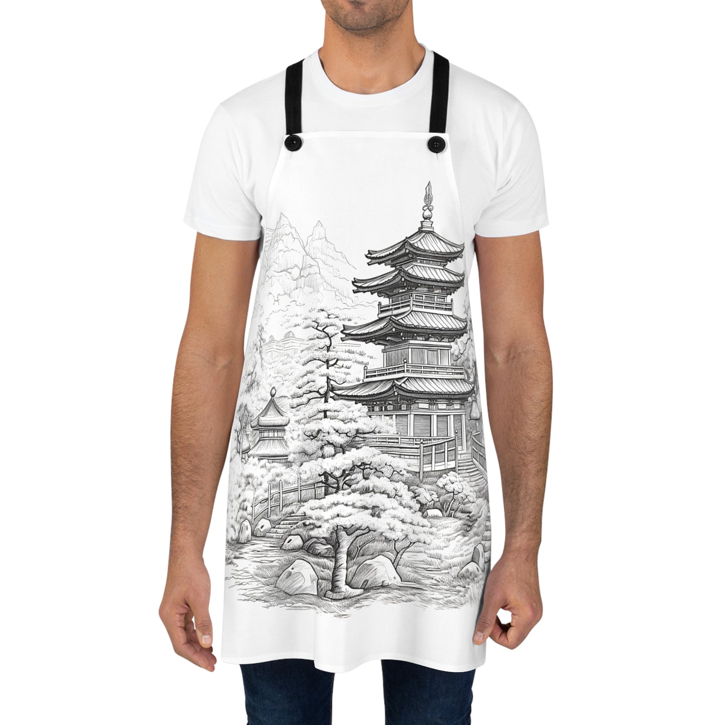 Apron Coloring Kit with 10 Fabric Markers - Traditional Japanese Pagoda