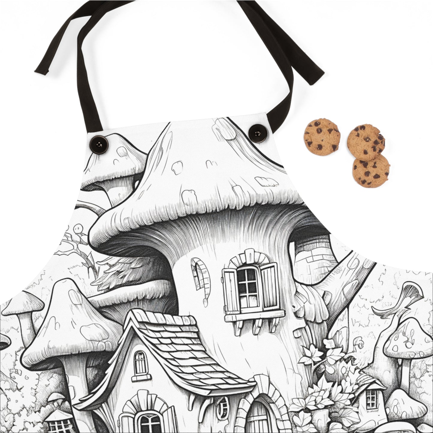 Apron Coloring Kit with 10 Fabric Markers - Mushroom House