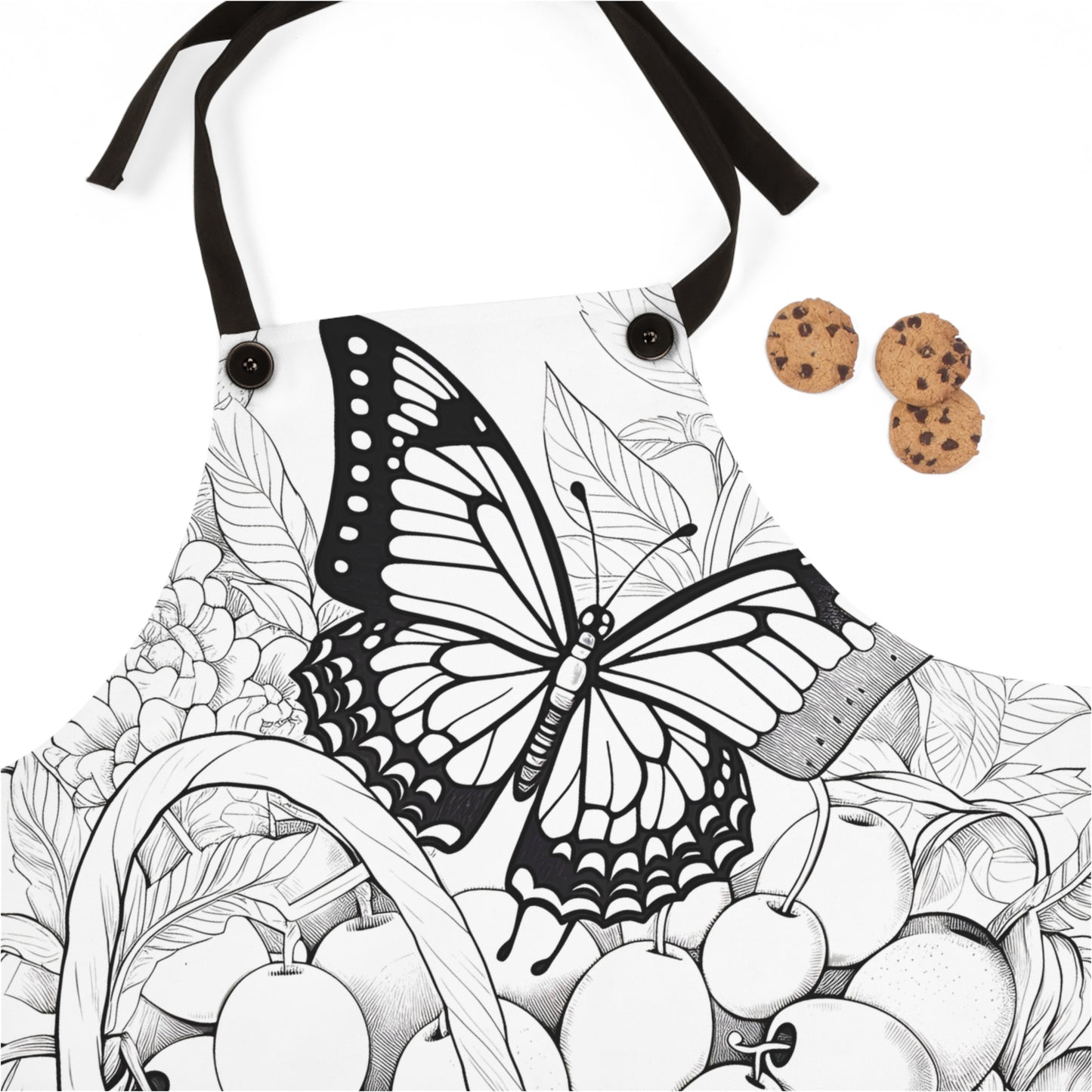 Apron Coloring Kit with 10 Fabric Markers - Butterfly on Fruit Basket