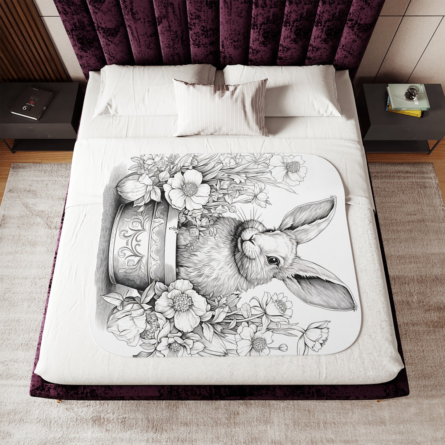 Blanket Coloring Kit with 10 Fabric Markers - Rabbit in Garden