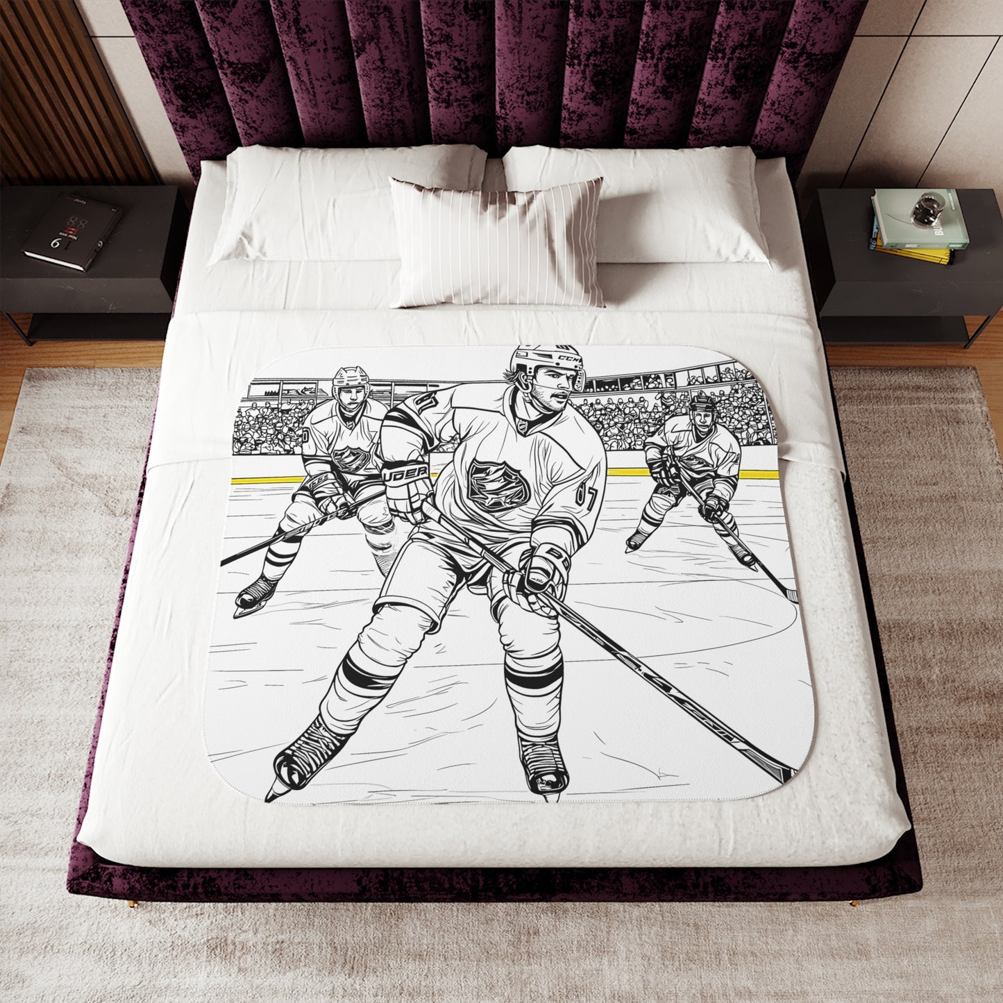 Blanket Coloring Kit with 10 Fabric Markers - Ice Hockey