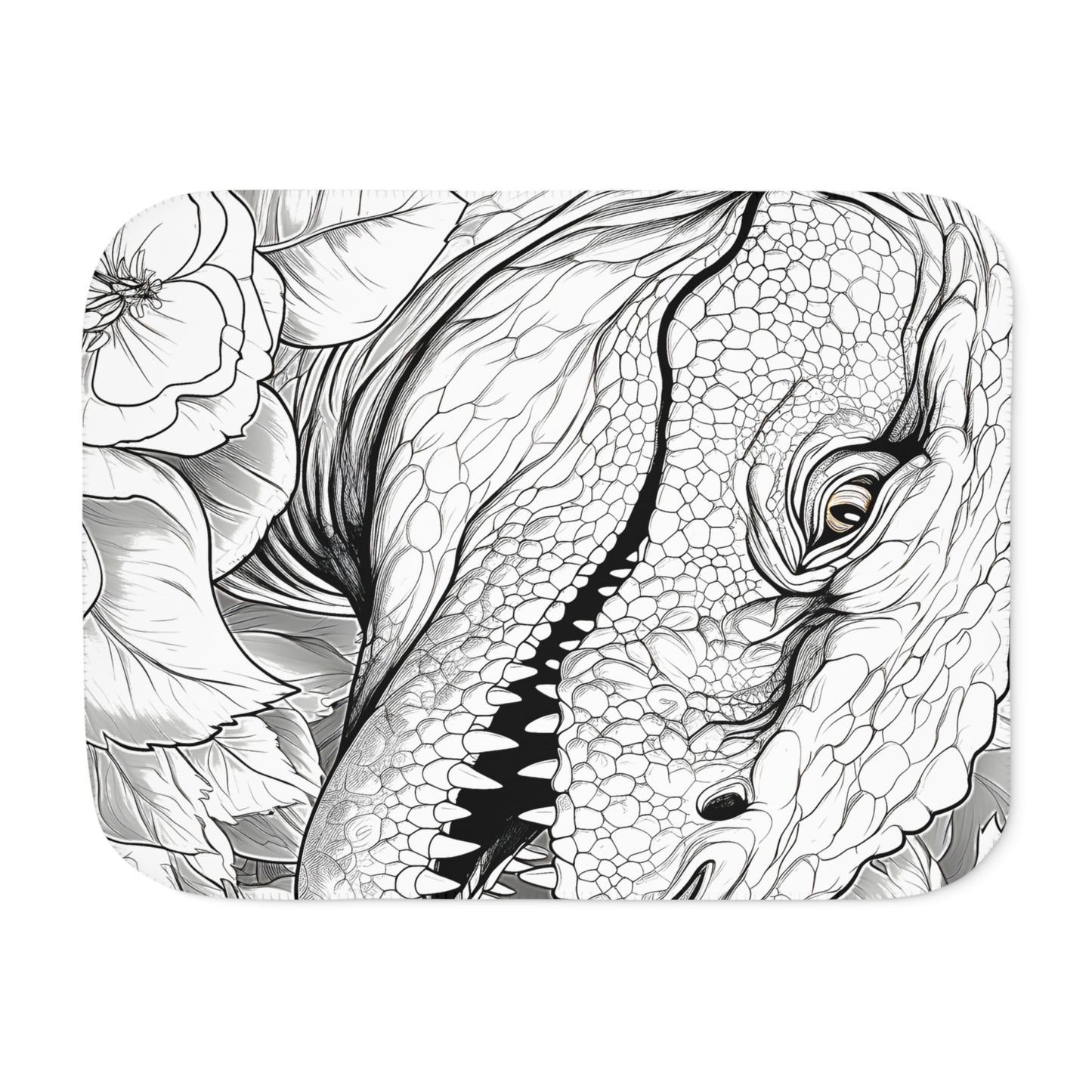 Blanket Coloring Kit with 10 Fabric Markers - Tyrannosaurus Rex and Flowers