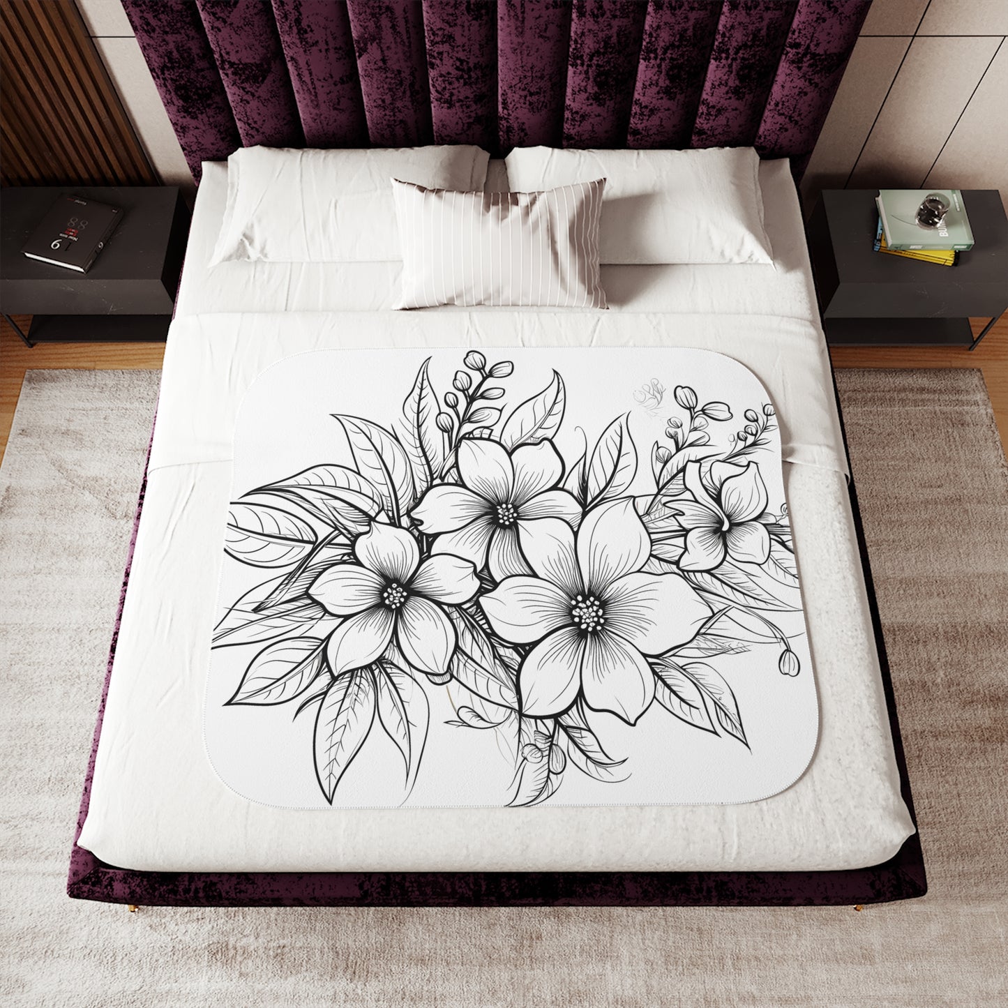 Blanket Coloring Kit with 10 Fabric Markers - Blooming Flowers