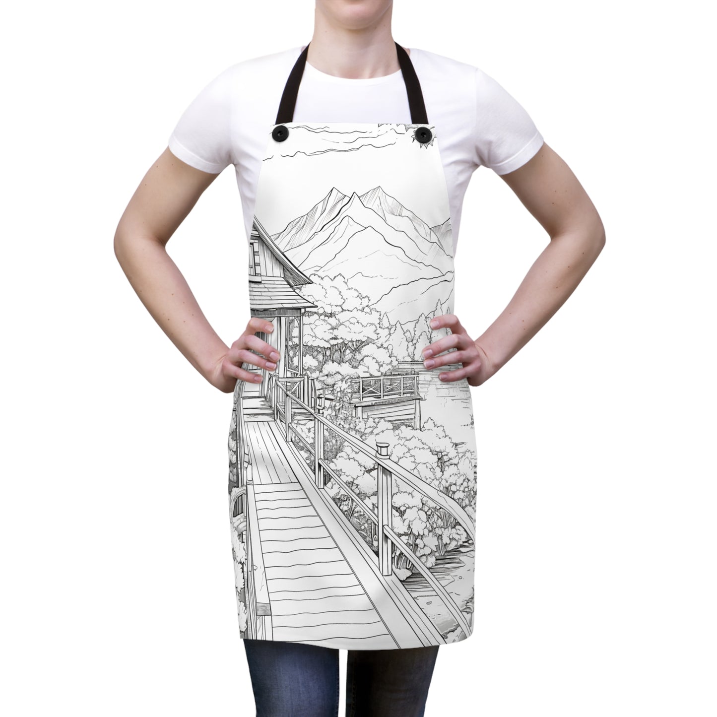 Apron Coloring Kit with 10 Fabric Markers - Cabin by the Lake