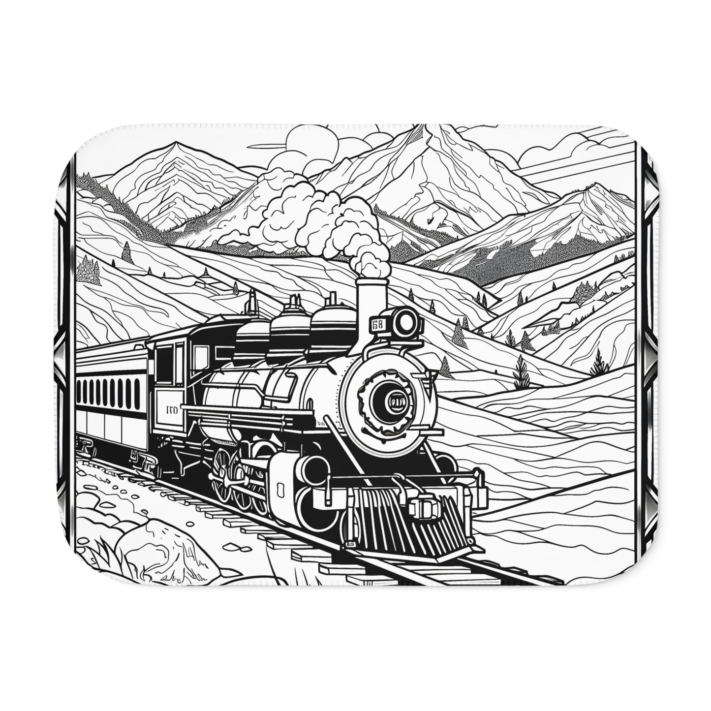 Blanket Coloring Kit with 10 Fabric Markers - Steam Engine Train