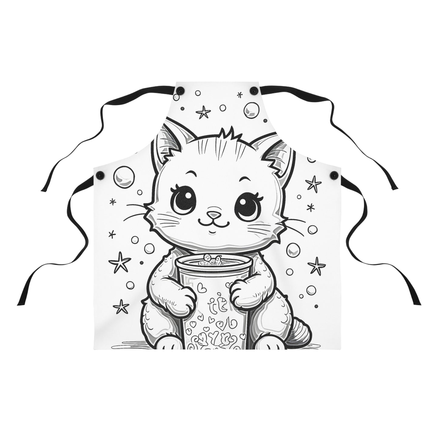 Apron Coloring Kit with 10 Fabric Markers - Cute Cat