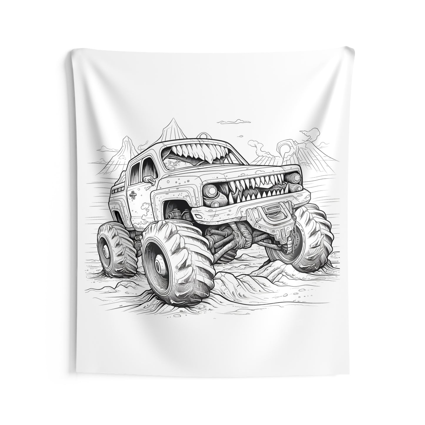 Indoor Wall Tapestries Coloring Kit with 10 Fabric Markers - Monster Truck