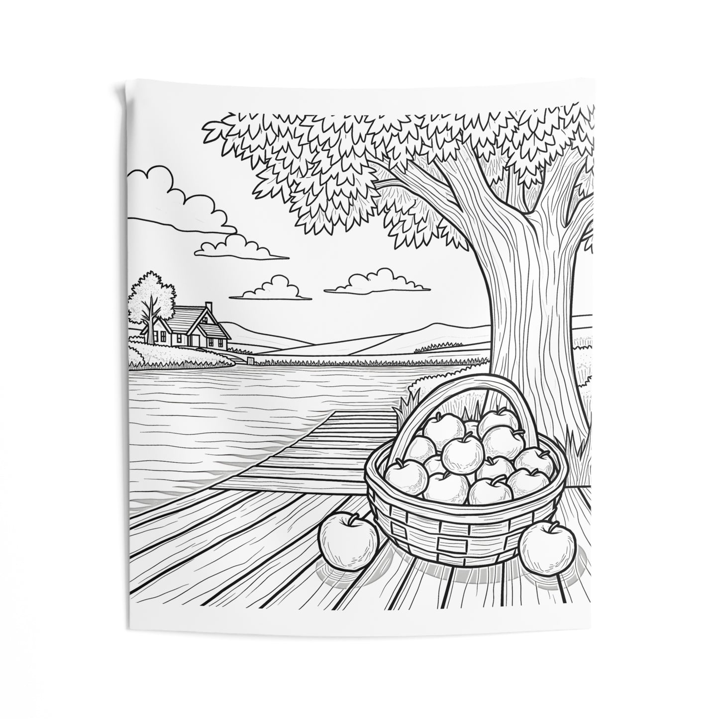 Indoor Wall Tapestries Coloring Kit with 10 Fabric Markers - Countryside