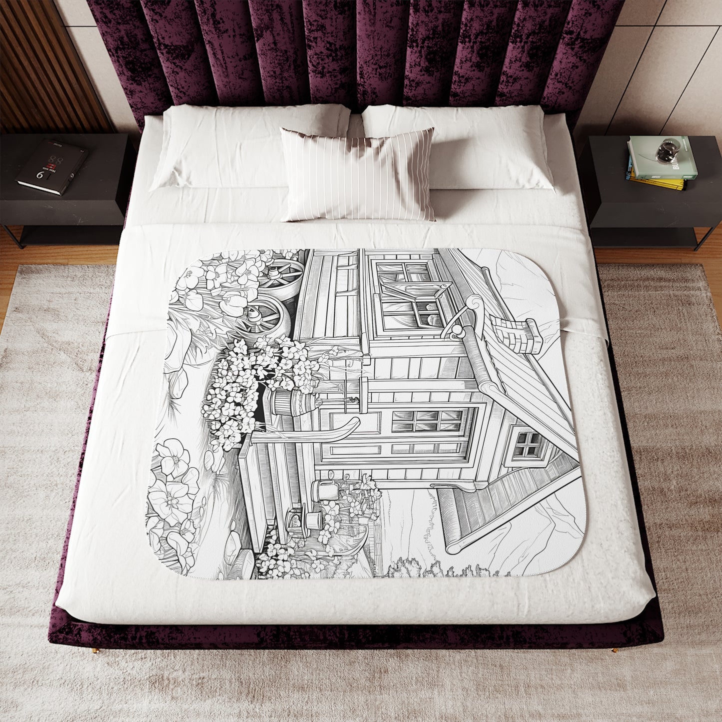 Blanket Coloring Kit with 10 Fabric Markers - Cottage in Nature