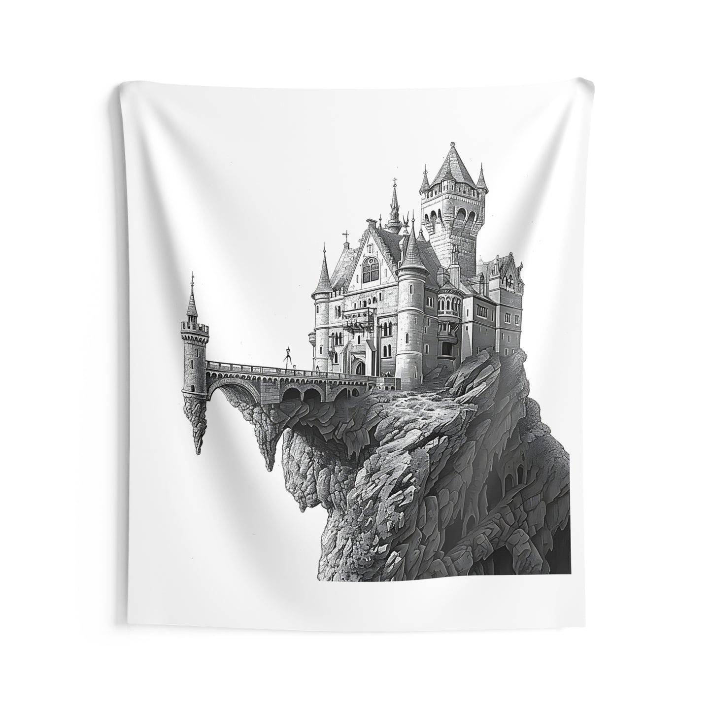 Indoor Wall Tapestries Coloring Kit with 10 Fabric Markers - Castle on Cliff