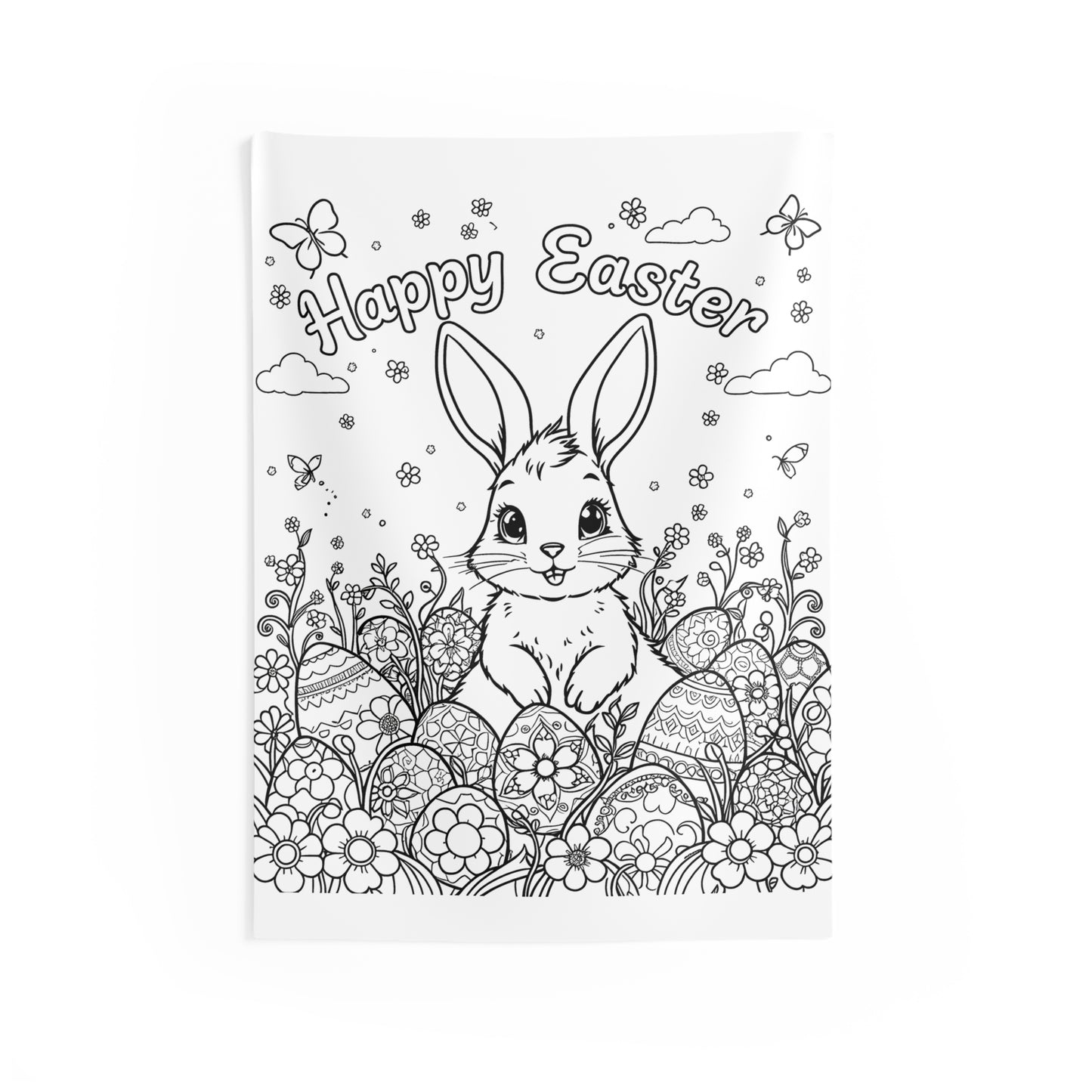 Indoor Wall Tapestries Coloring Kit with 10 Fabric Markers - Easter Bunny
