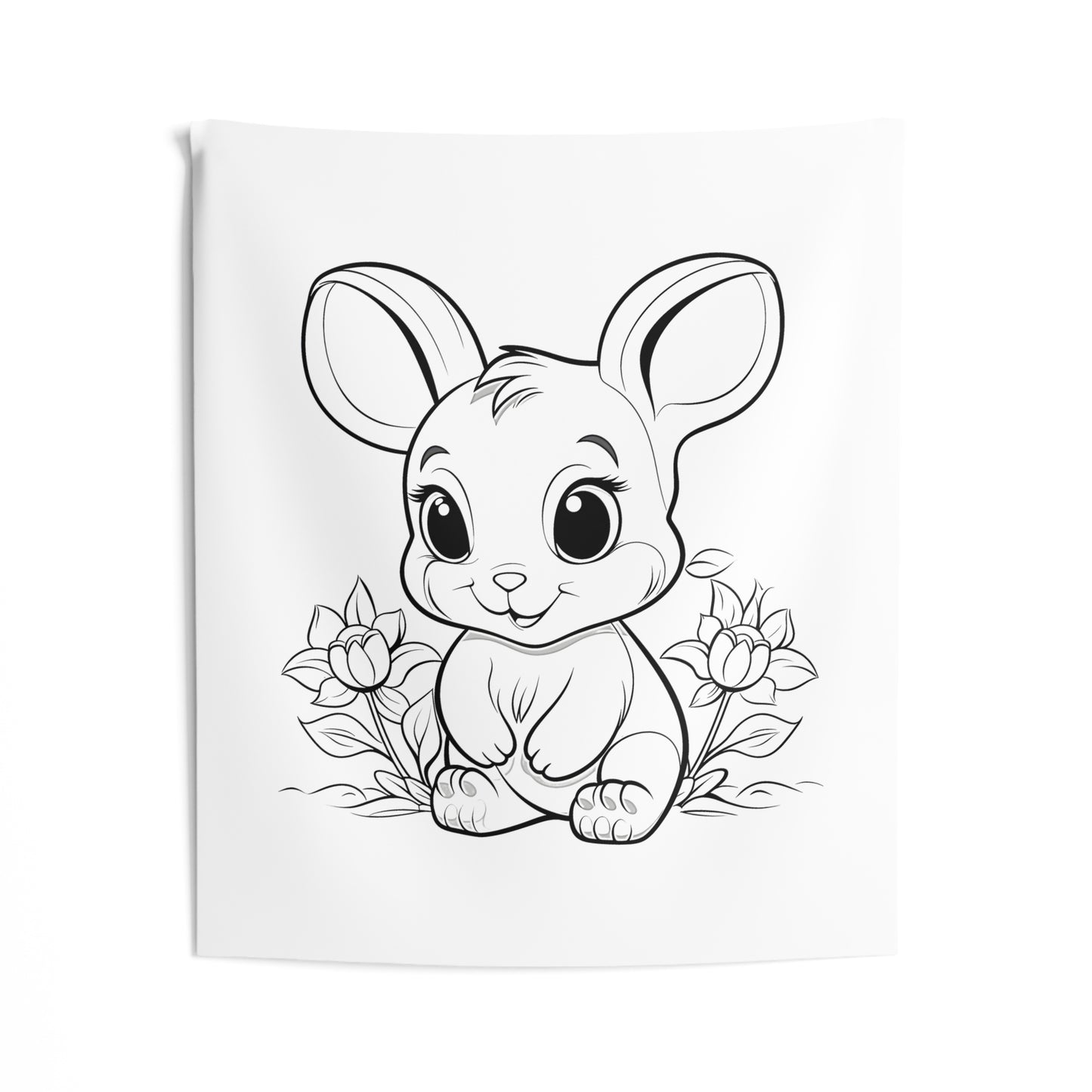 Indoor Wall Tapestries Coloring Kit with 10 Fabric Markers - Cute Bunny