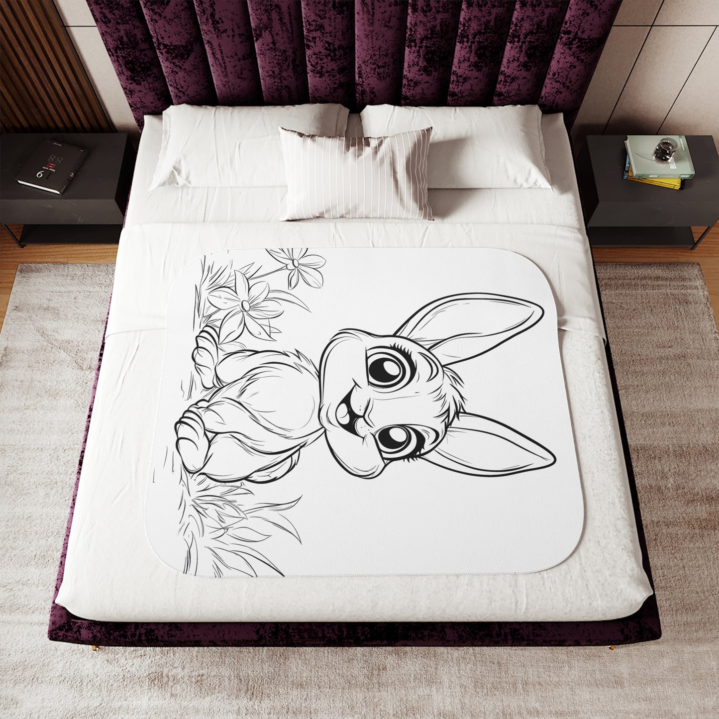 Blanket Coloring Kit with 10 Fabric Markers - Cute Bunny